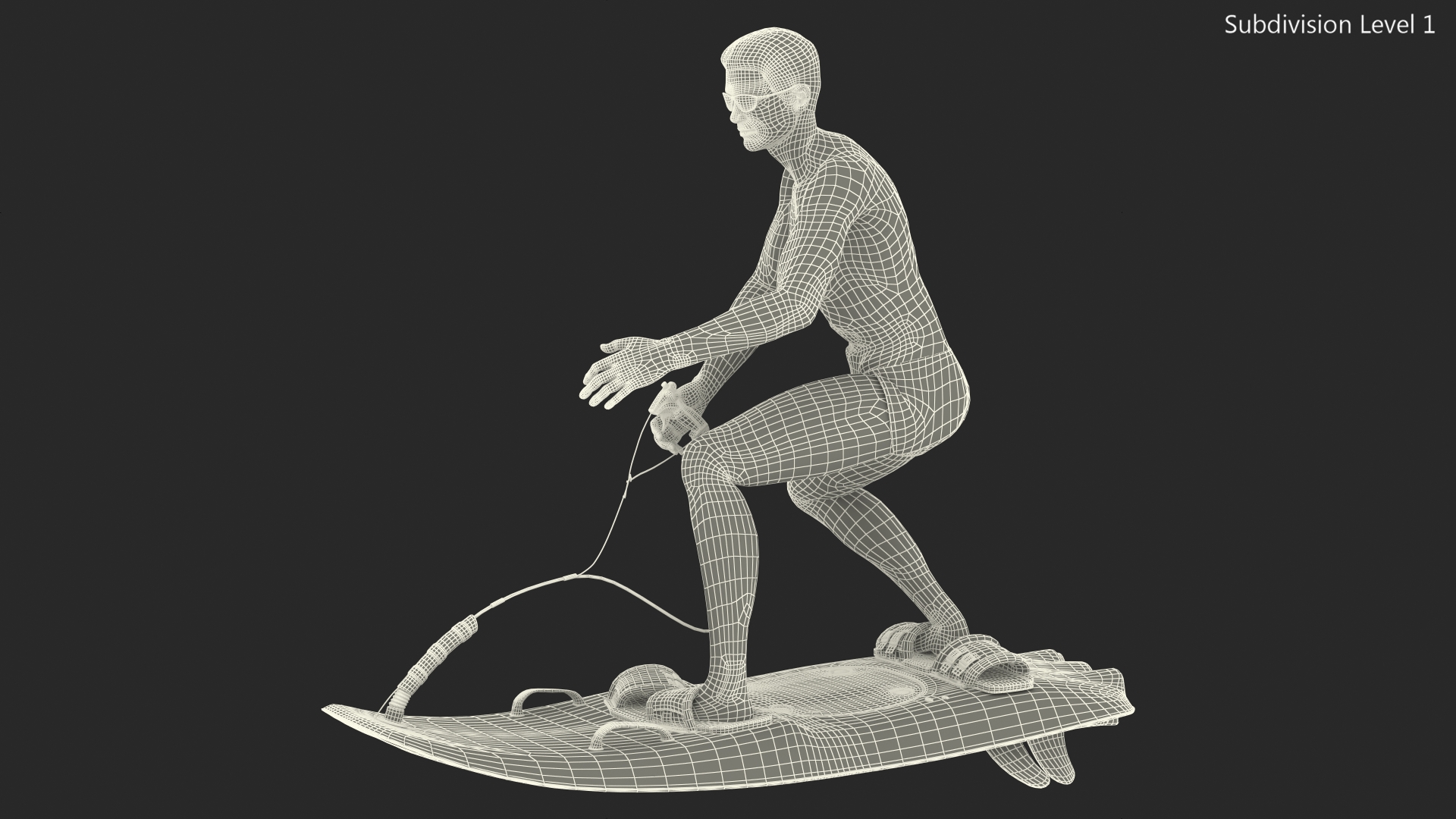 3D model Motorised Surfboard Blue With Man in Swimwear