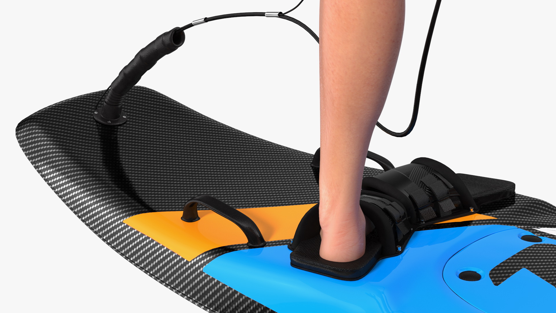 3D model Motorised Surfboard Blue With Man in Swimwear