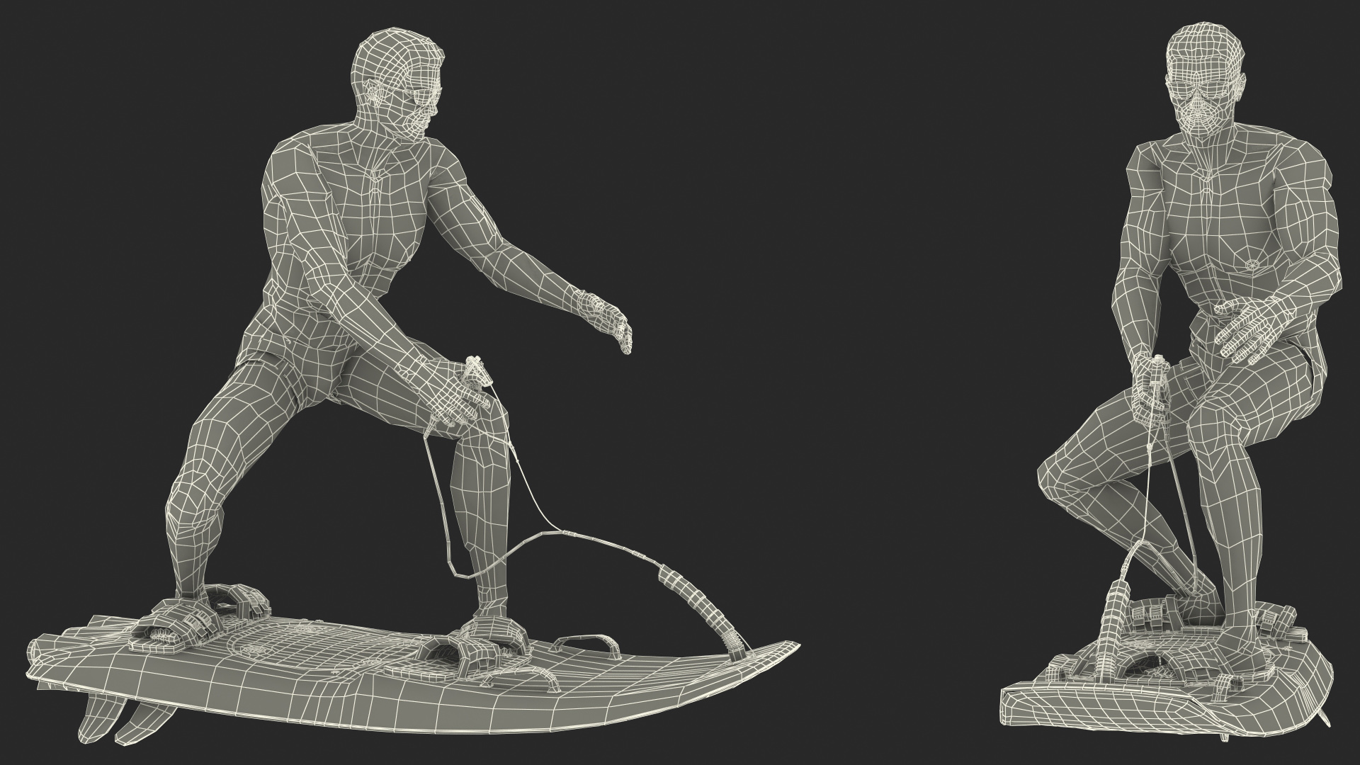 3D model Motorised Surfboard Blue With Man in Swimwear
