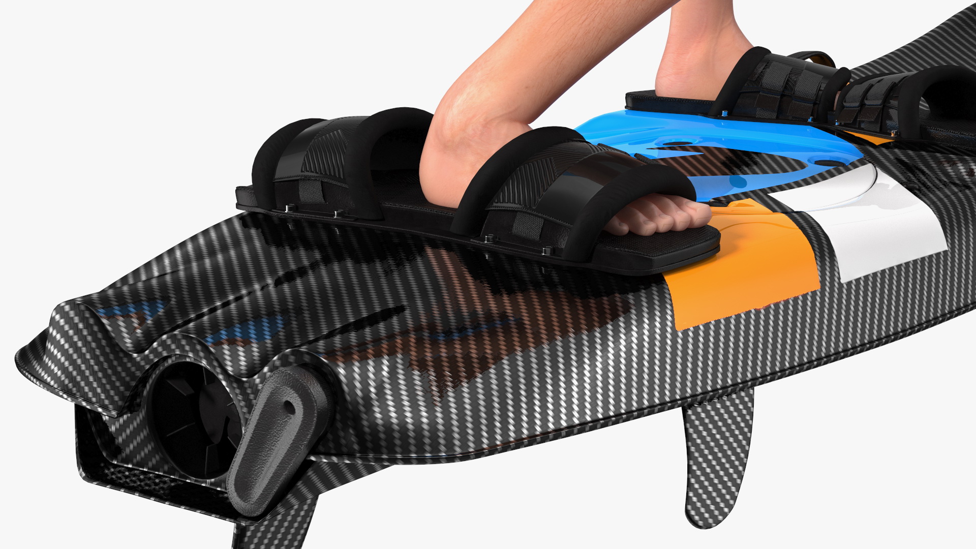 3D model Motorised Surfboard Blue With Man in Swimwear