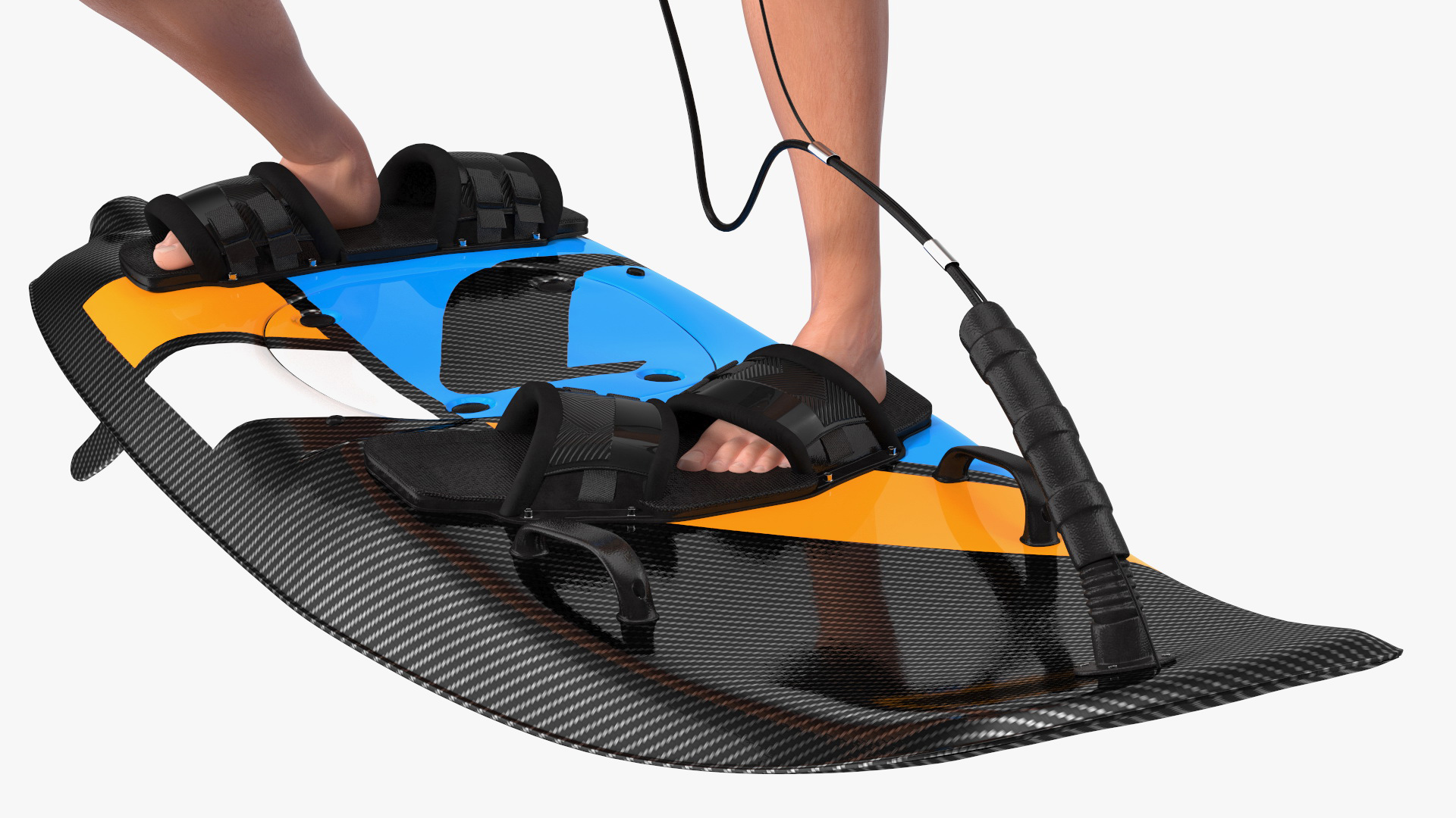 3D model Motorised Surfboard Blue With Man in Swimwear