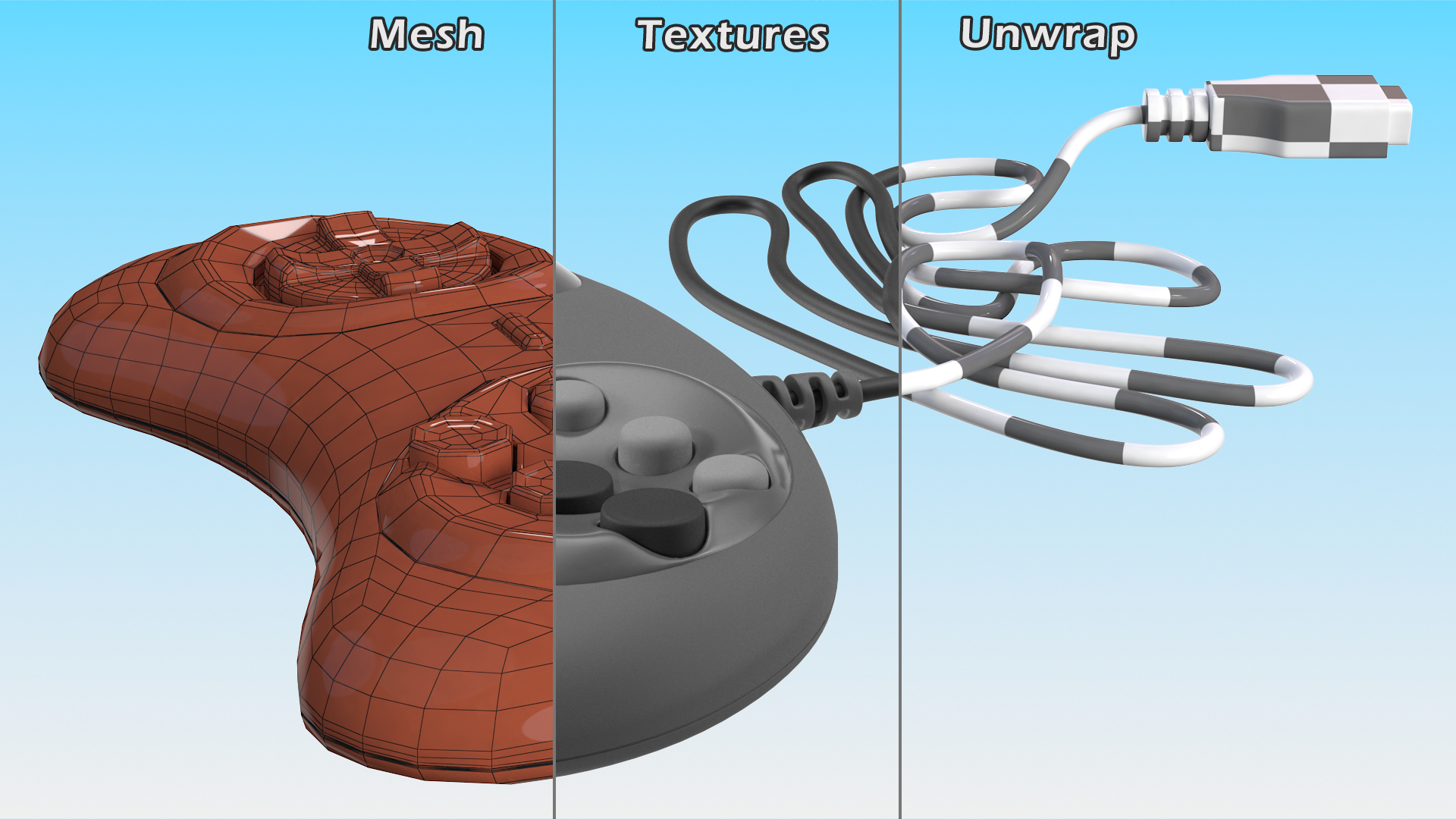 3D model Game Joystick for Console Grey