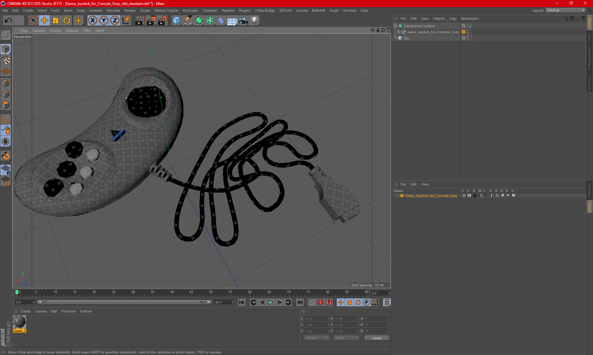 3D model Game Joystick for Console Grey