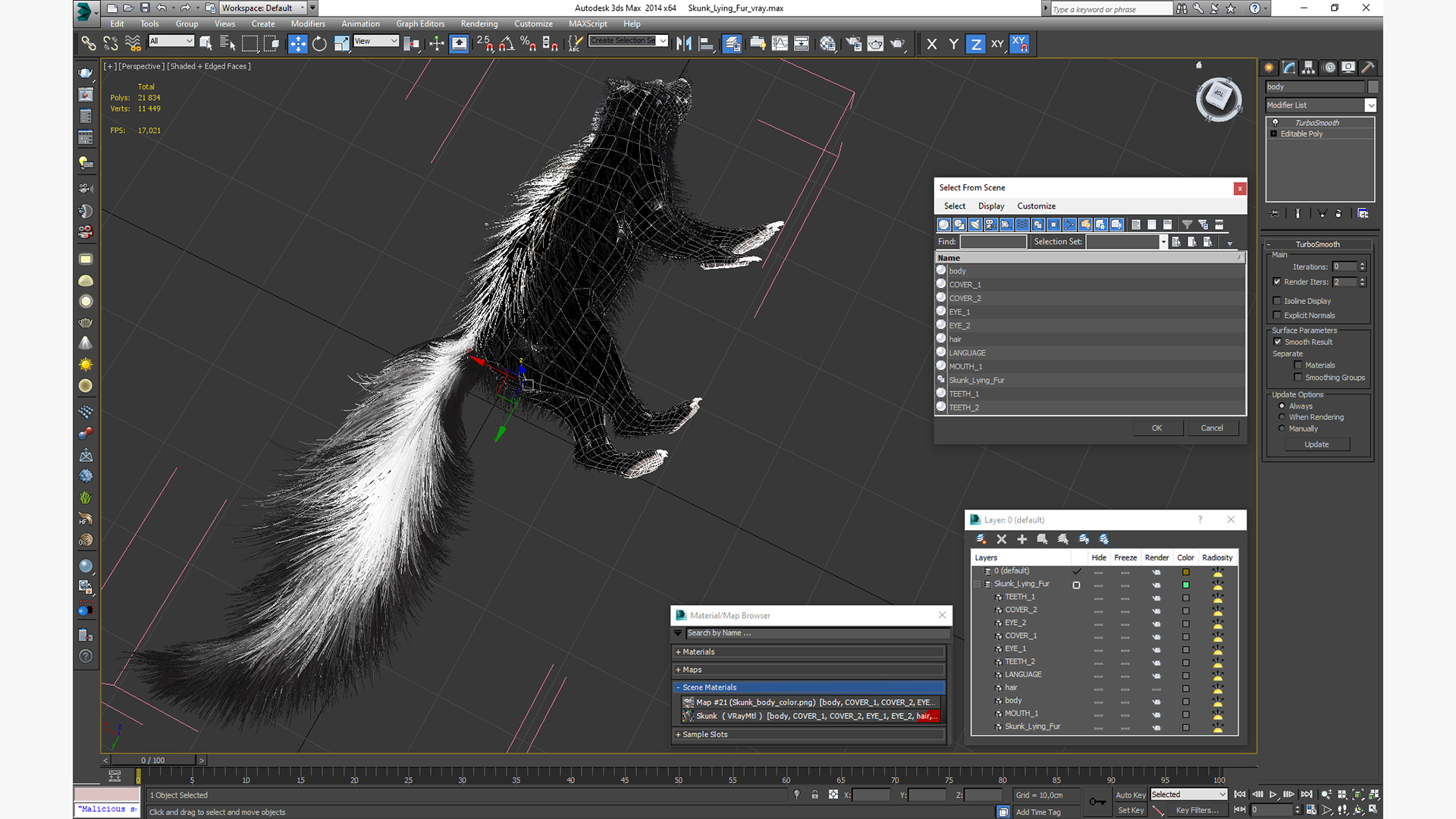 3D model Skunk Lying Fur