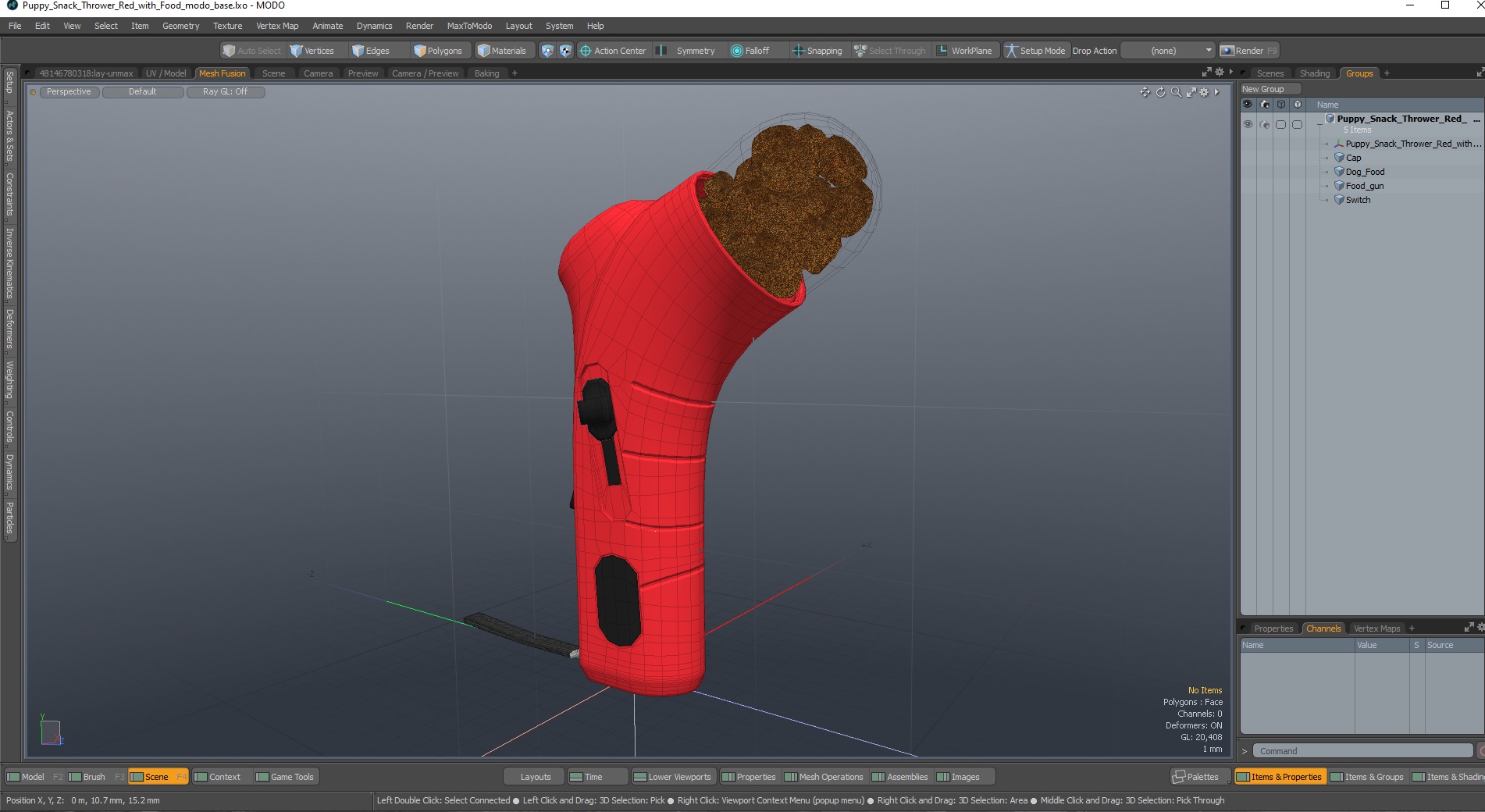3D Puppy Snack Thrower Red with Food model
