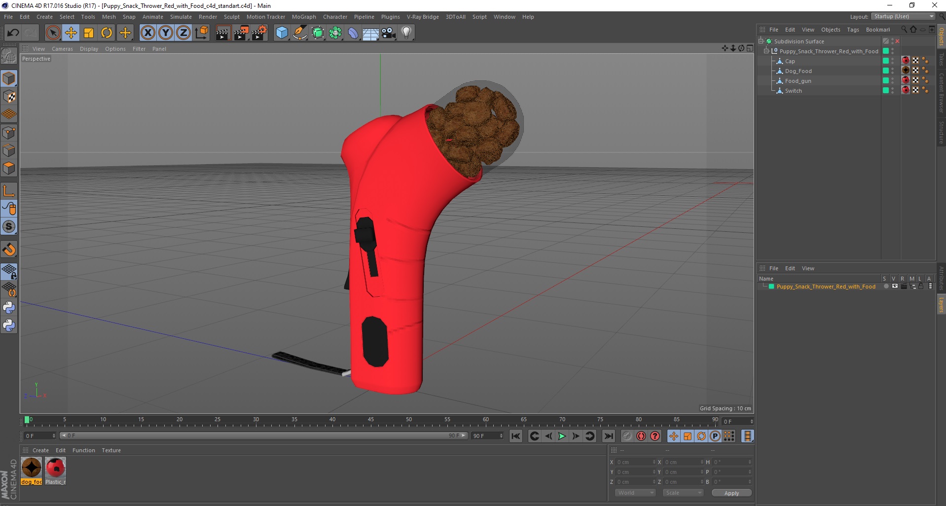 3D Puppy Snack Thrower Red with Food model