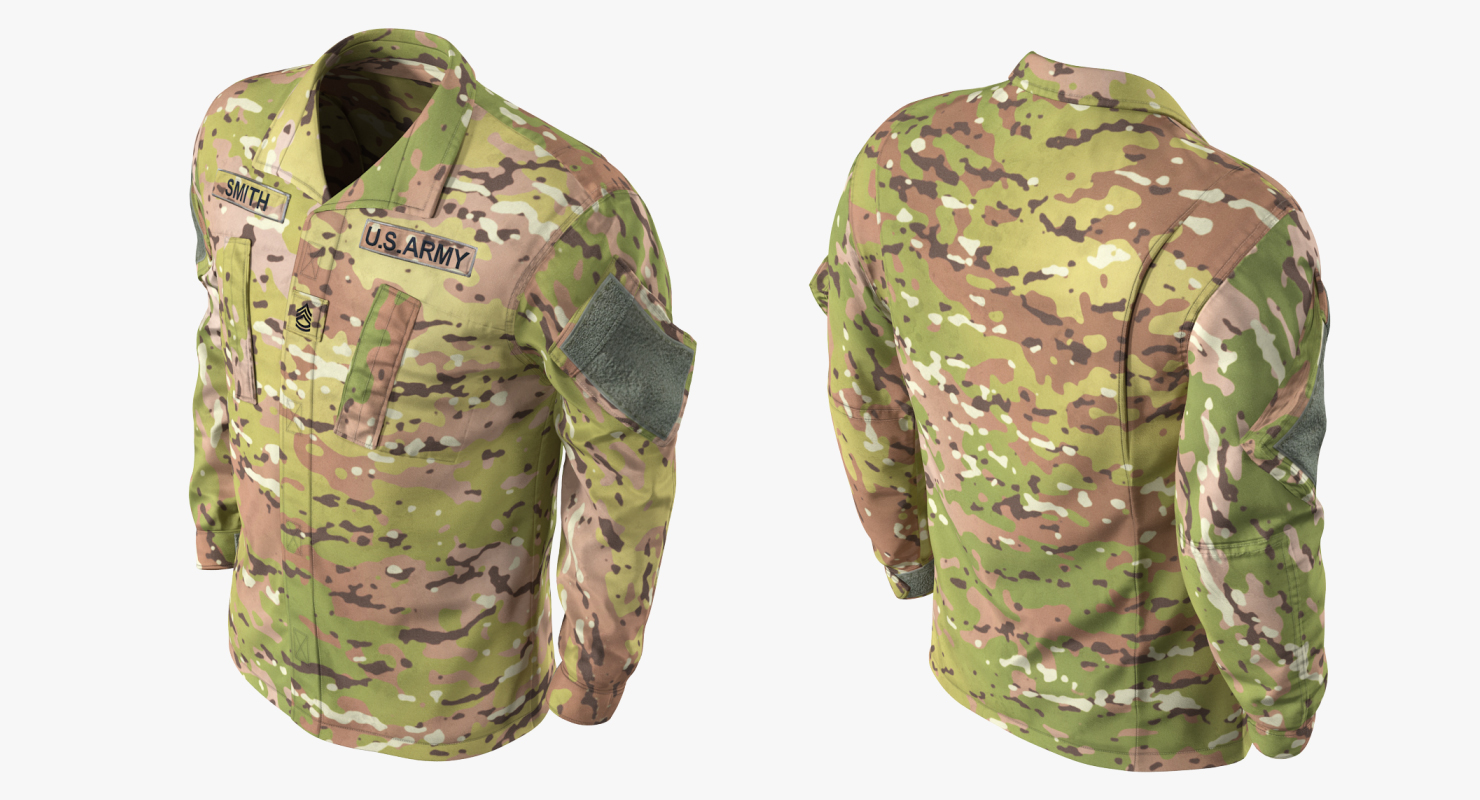 3D model African-American US Soldier Standing at Attention Camouflage