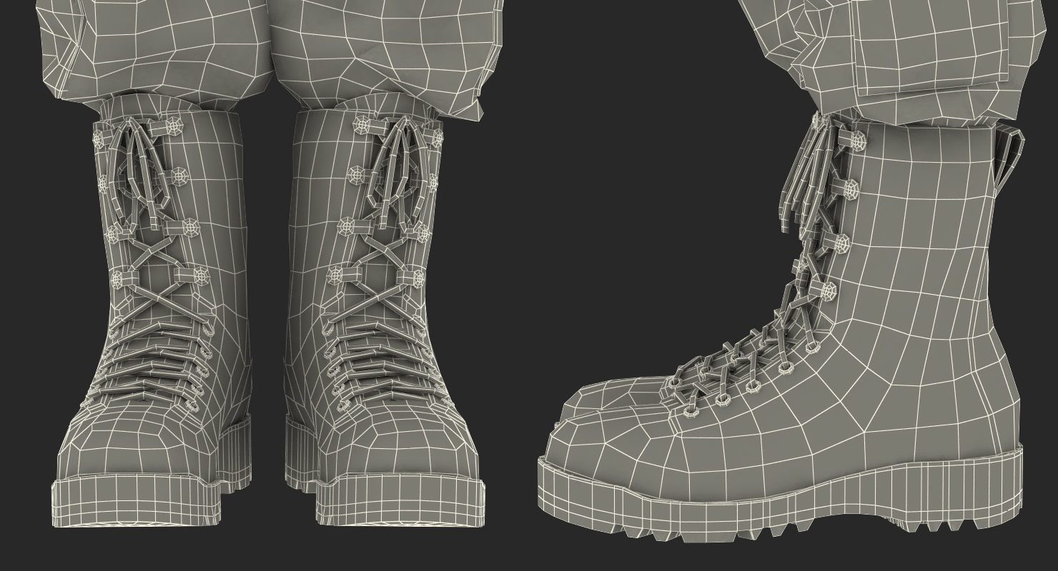 3D model African-American US Soldier Standing at Attention Camouflage
