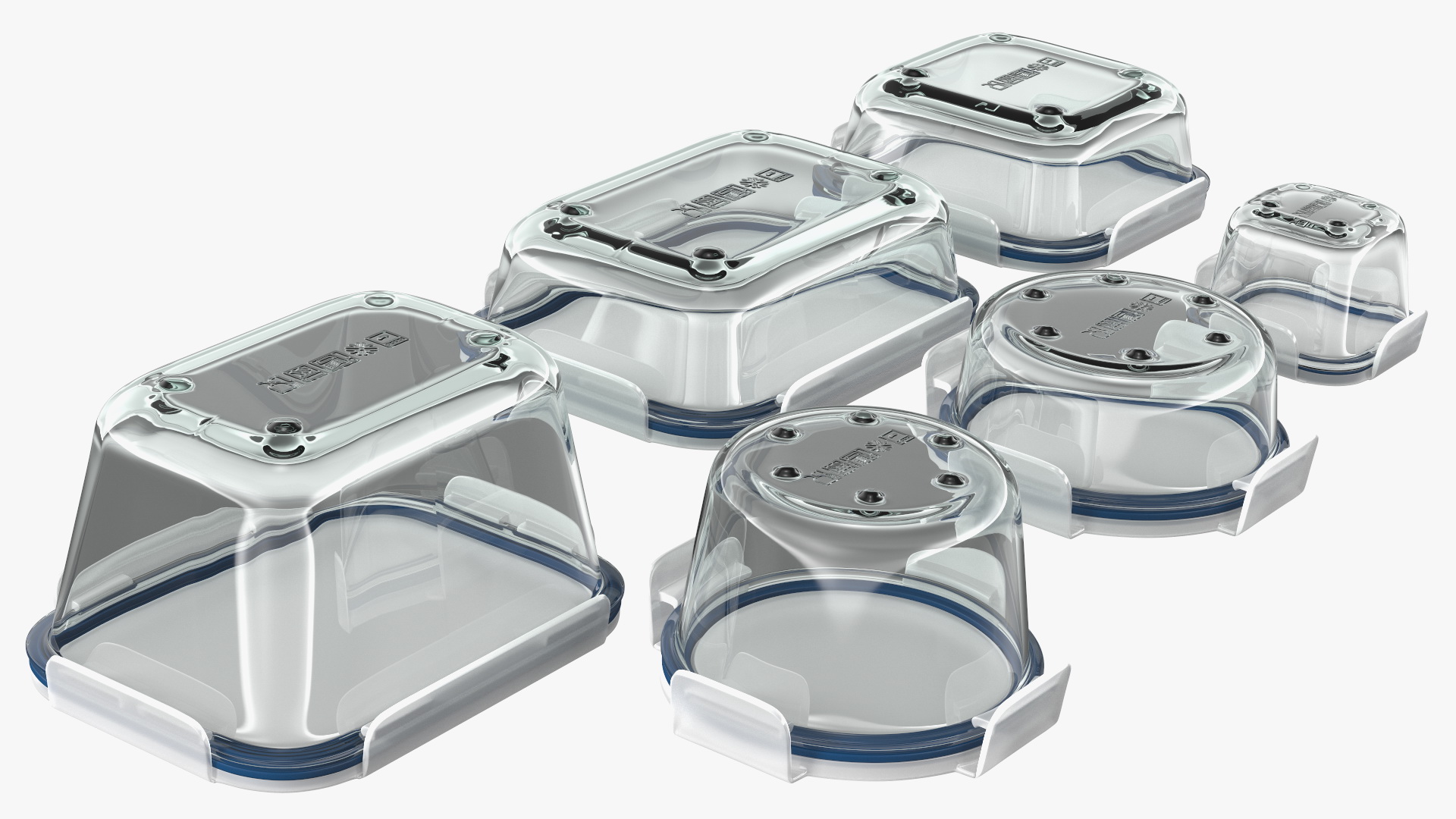 Glass Clip Lock Food Storage Container Set 3D