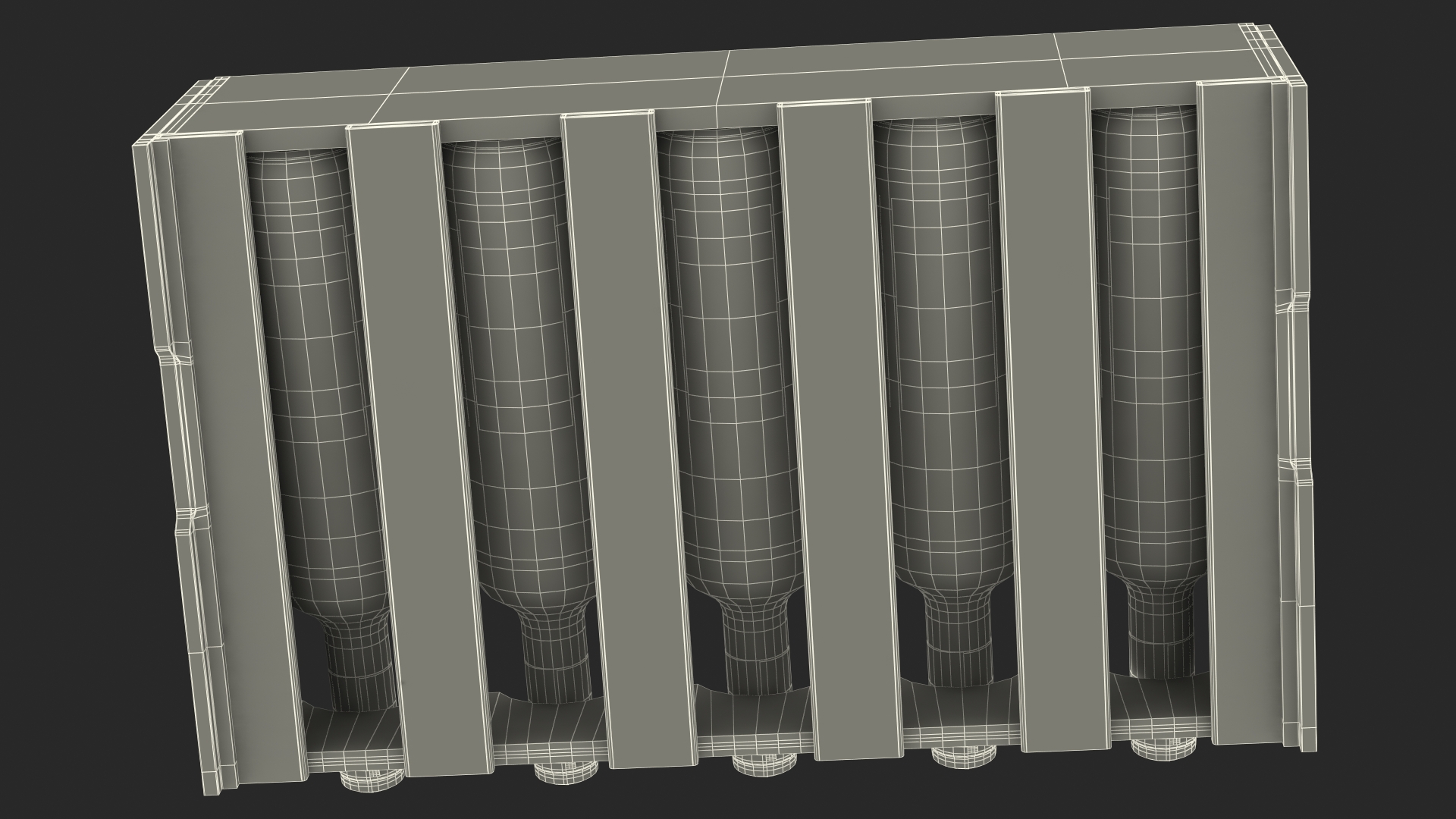 3D Beech Wood Rack With Bottles model