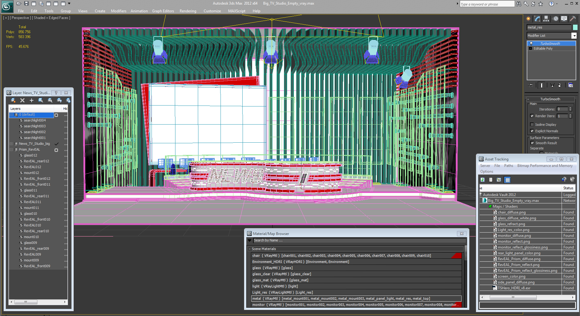 Big TV Studio Empty 3D model