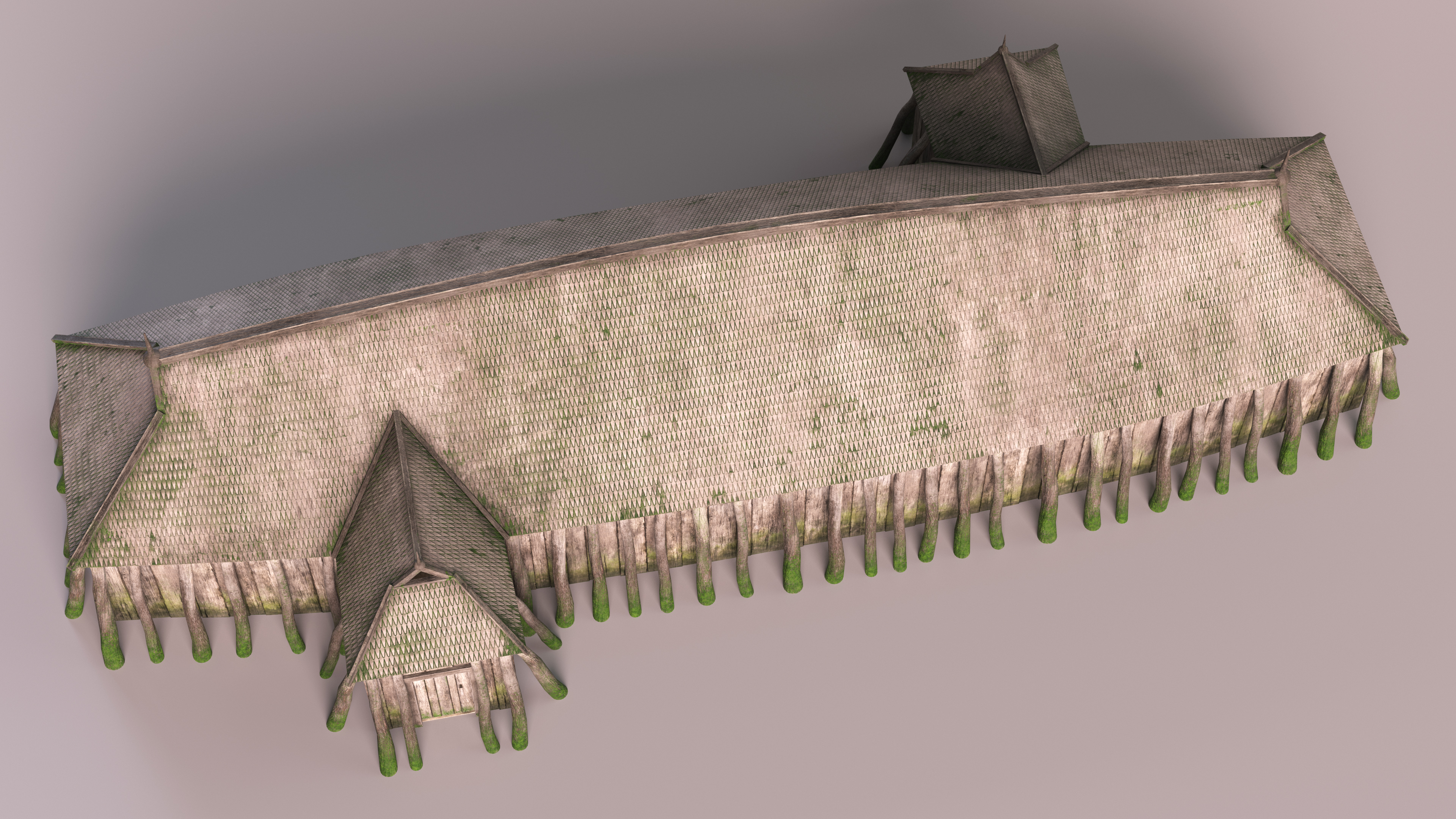 Aged Long Vikings House Simple Interior 3D model