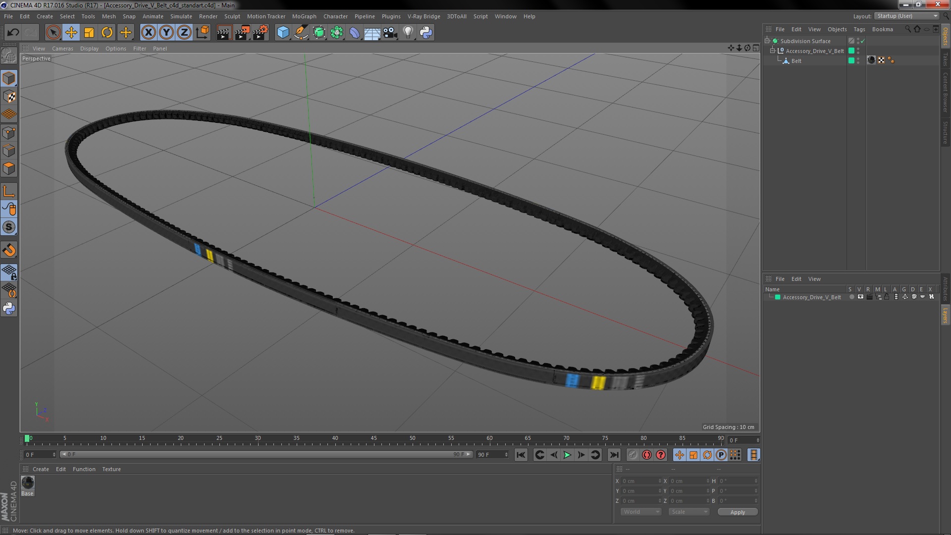 Accessory Drive V Belt 3D