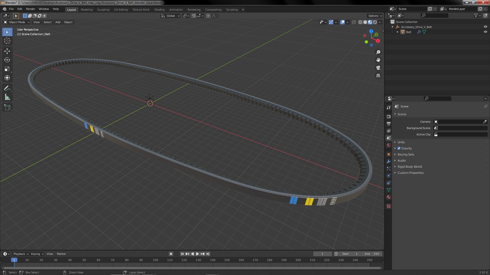 Accessory Drive V Belt 3D