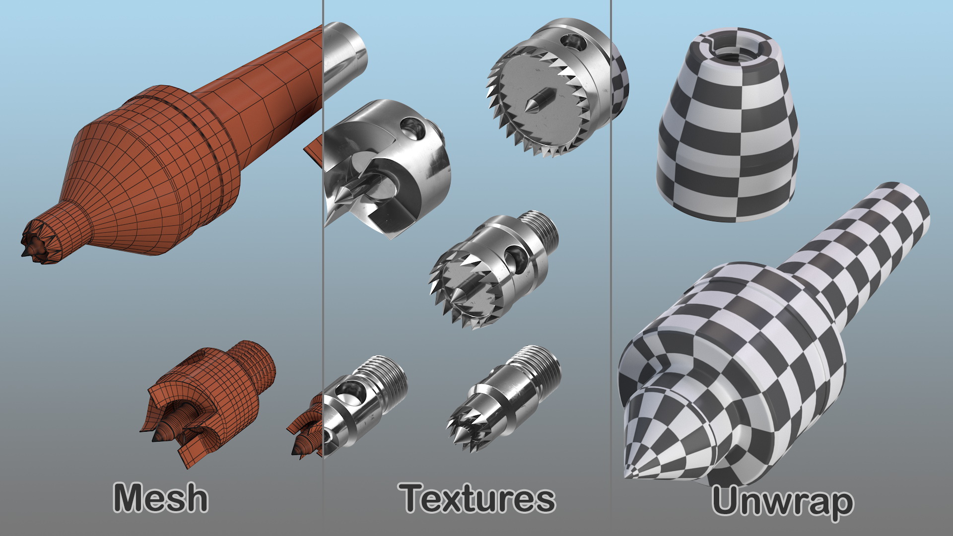 3D MT2 Wood Lathe Drive and Live Center Kit 9 Piece model