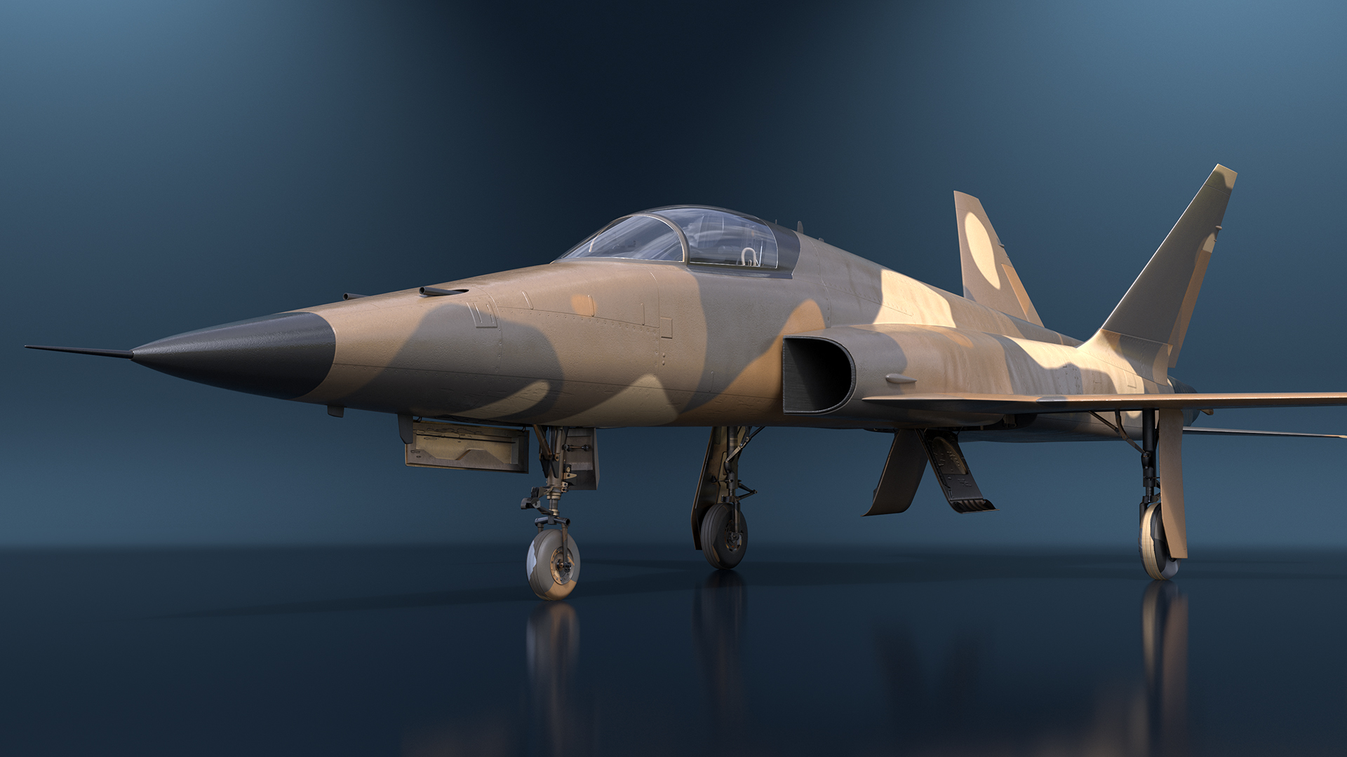 3D Camouflaged Military Fighter Jet without Rockets model