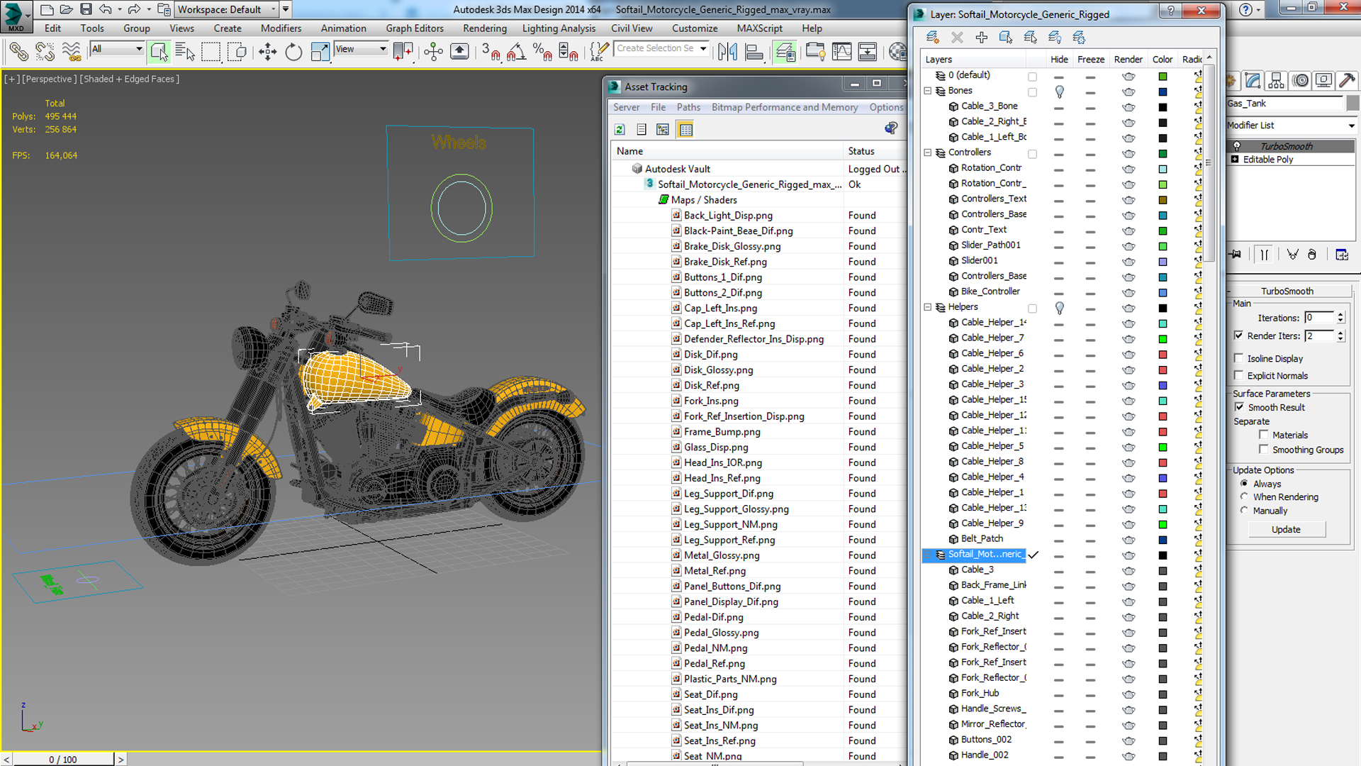 3D Softail Motorcycle Generic Rigged model
