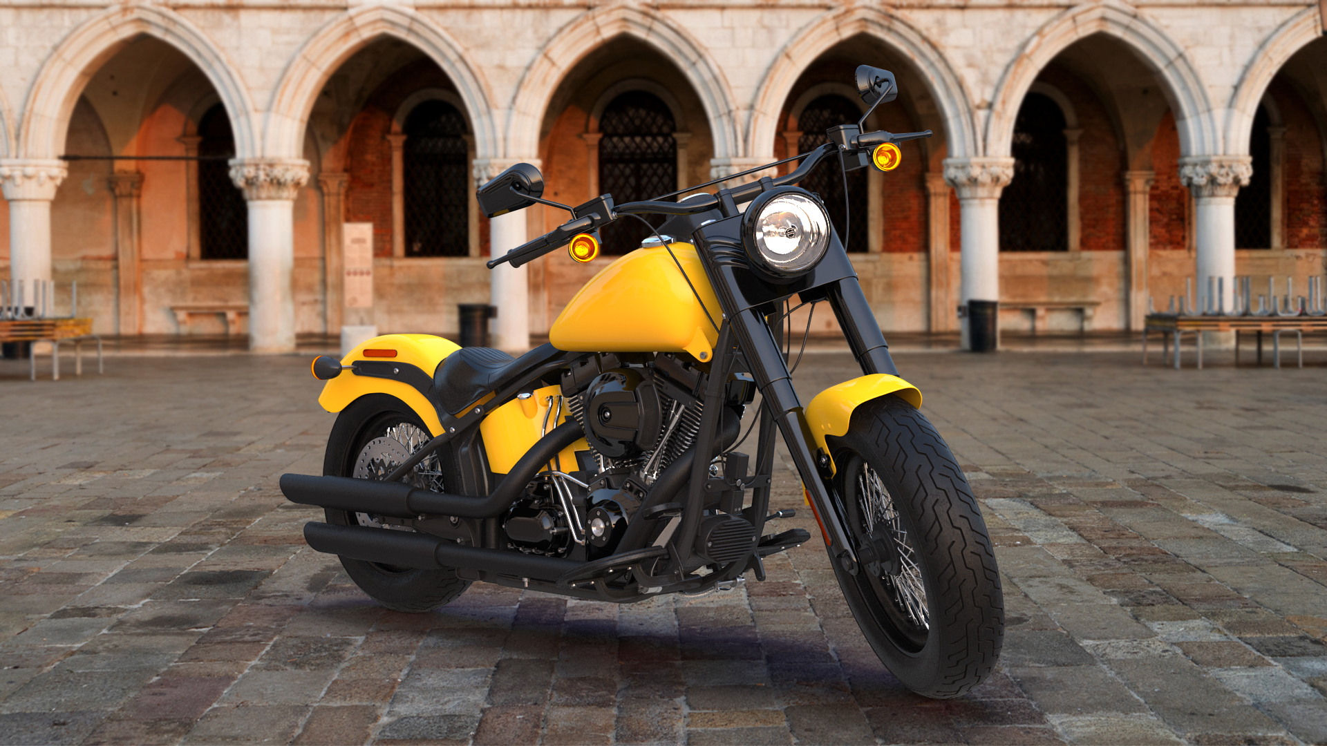 3D Softail Motorcycle Generic Rigged model