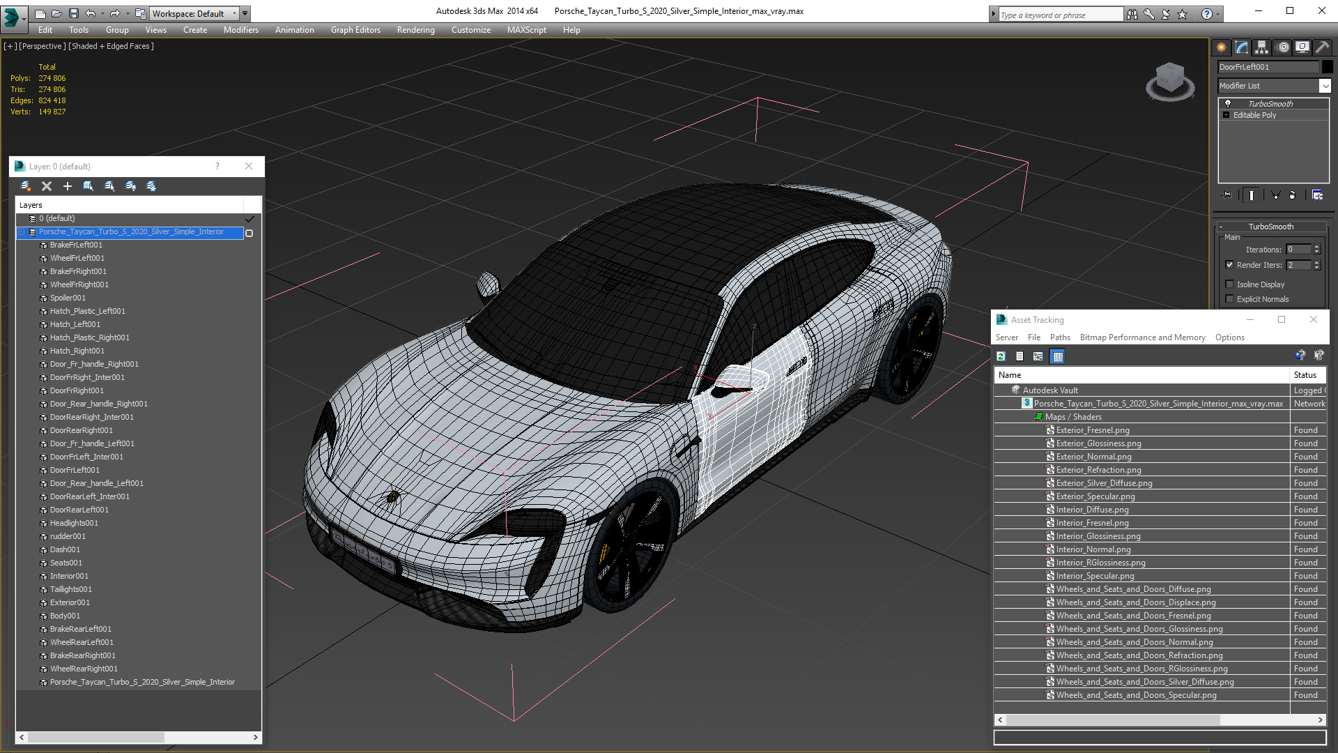 3D model Porsche Taycan Turbo S 2020 Silver Simple Interior