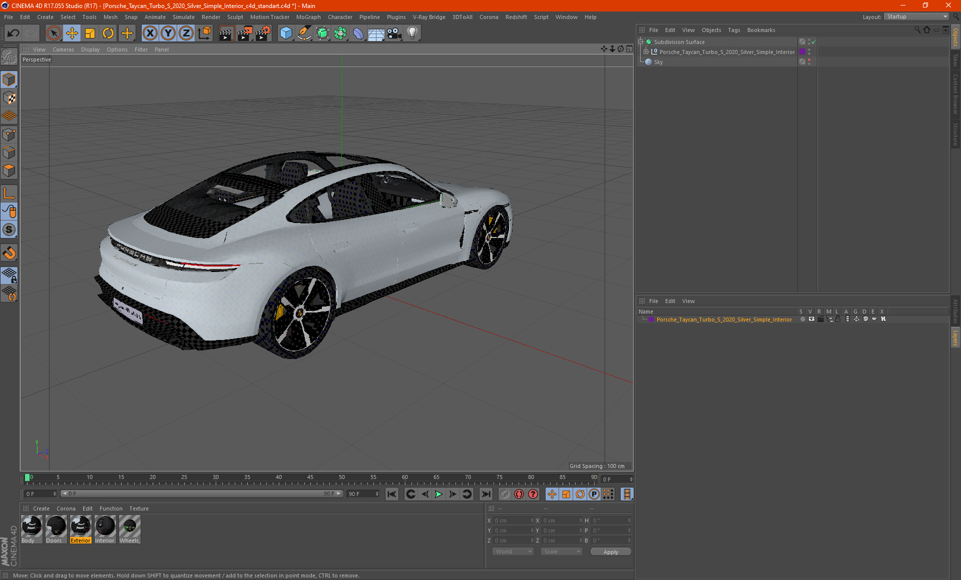 3D model Porsche Taycan Turbo S 2020 Silver Simple Interior