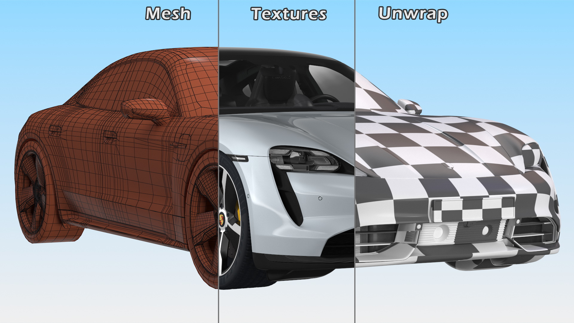 3D model Porsche Taycan Turbo S 2020 Silver Simple Interior