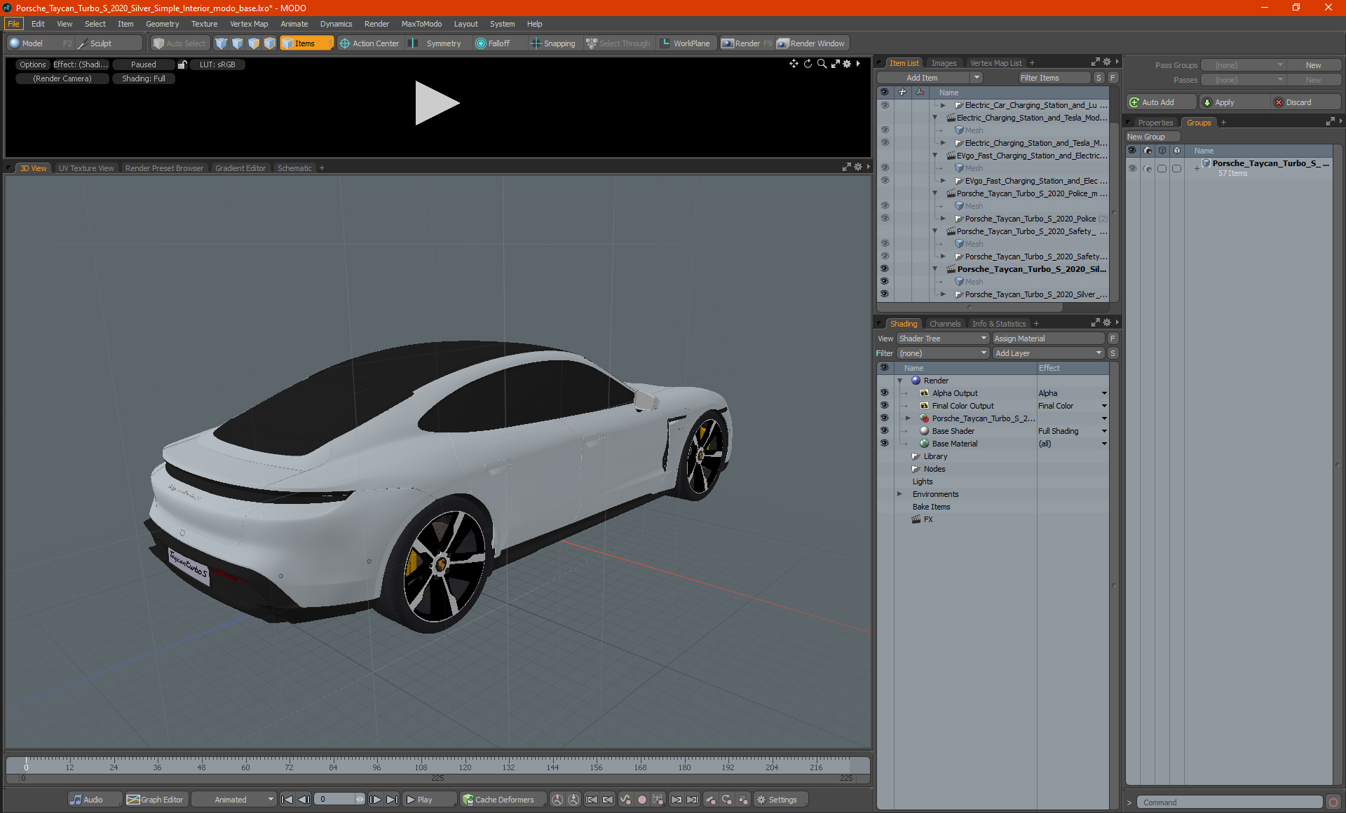 3D model Porsche Taycan Turbo S 2020 Silver Simple Interior