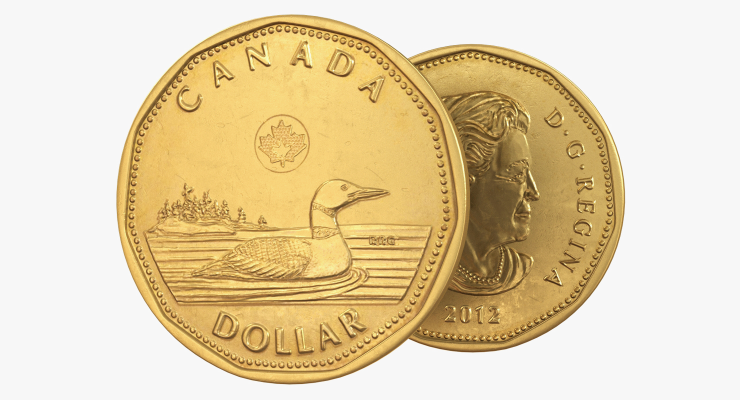 Canadian Dollar Coin Loonie 3D