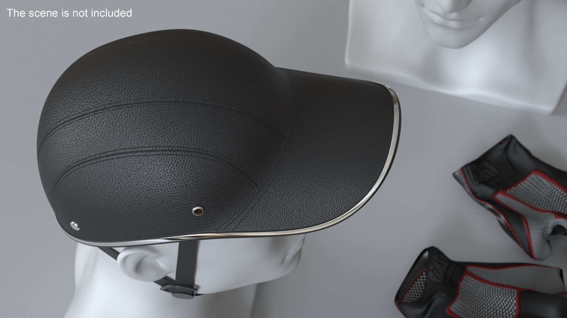 3D Baseball Cap Bike Helmet Black Leather model