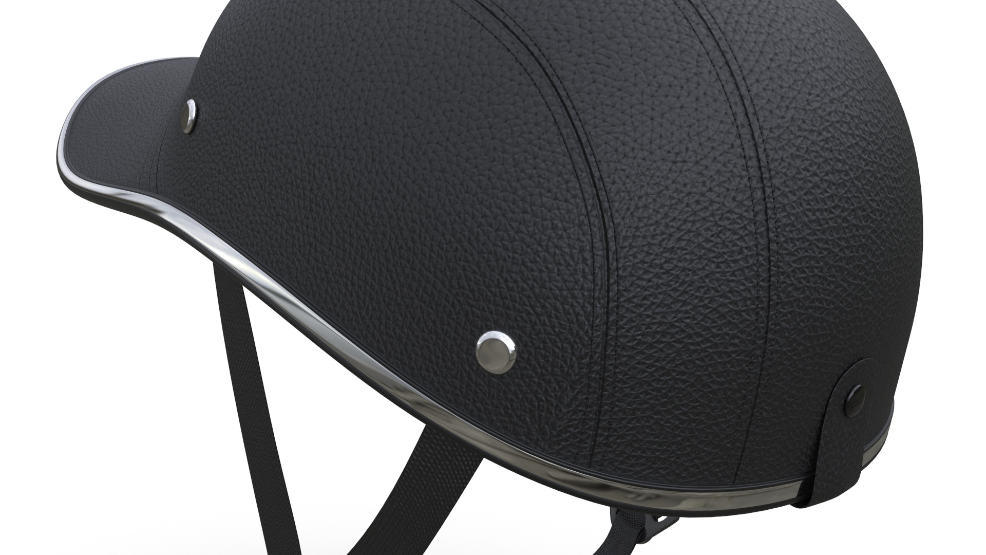 3D Baseball Cap Bike Helmet Black Leather model