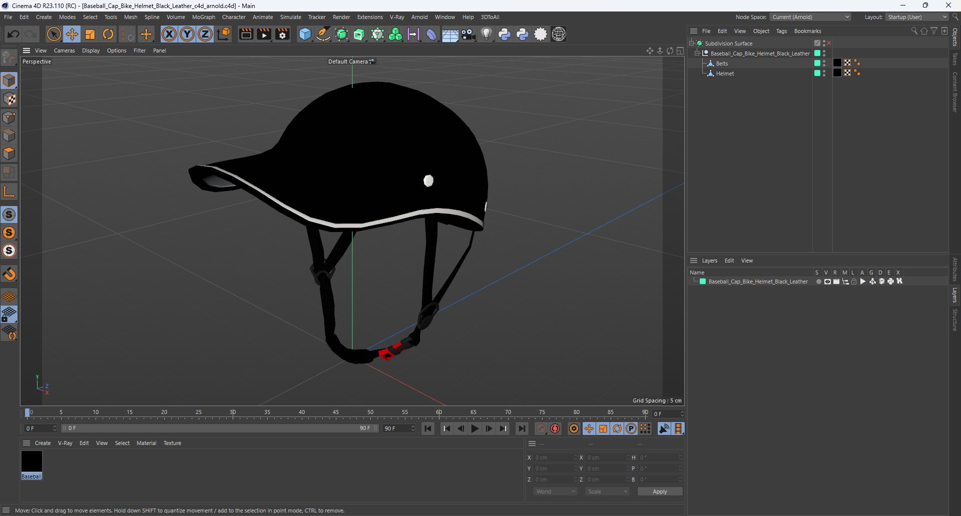 3D Baseball Cap Bike Helmet Black Leather model