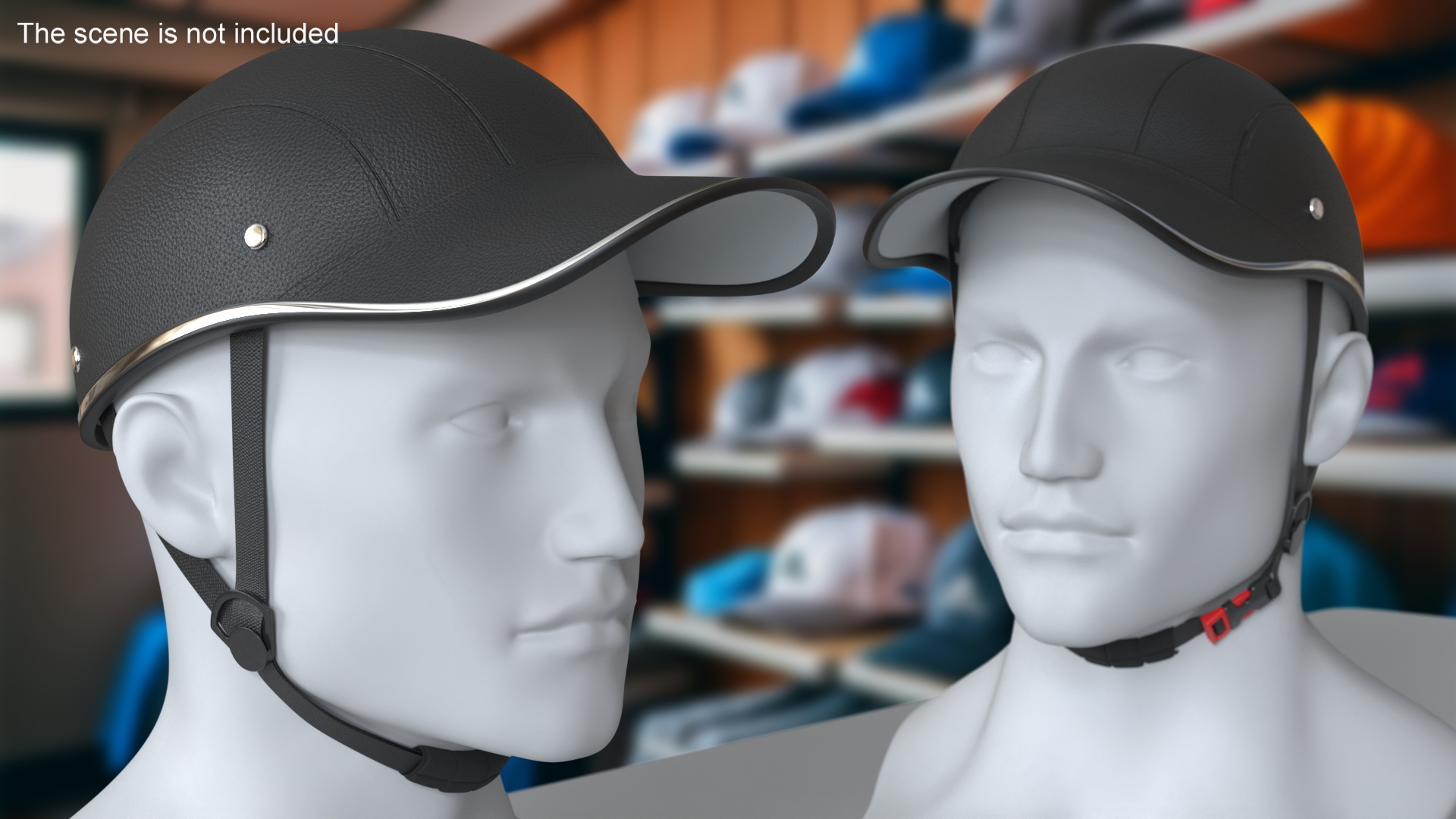 3D Baseball Cap Bike Helmet Black Leather model