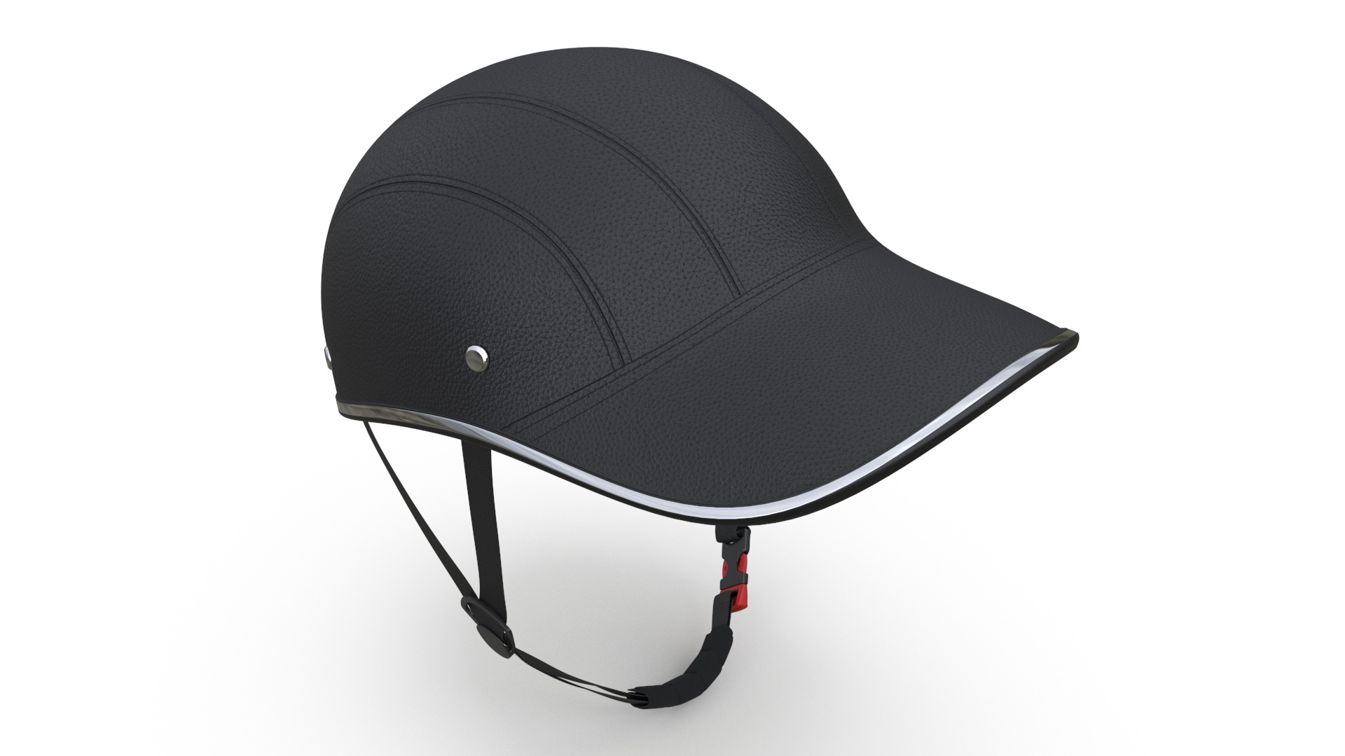 3D Baseball Cap Bike Helmet Black Leather model