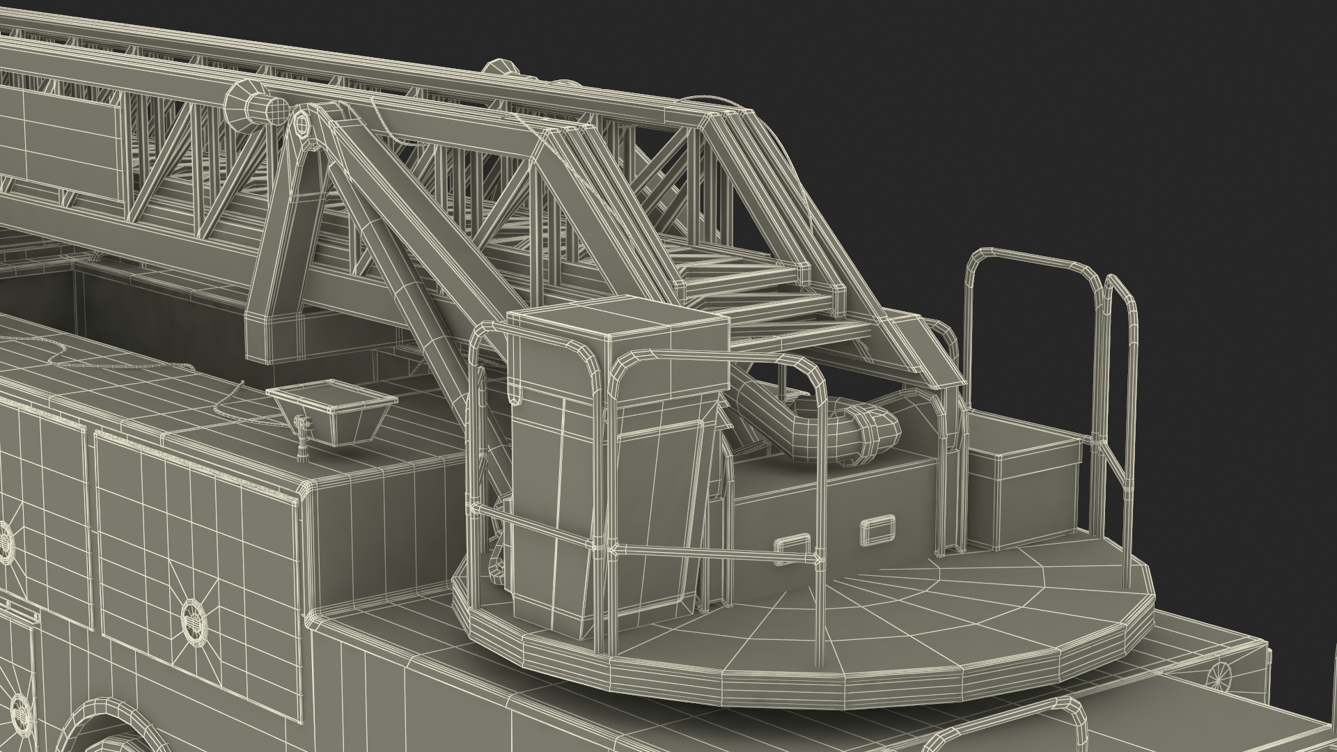 3D Rear Mount Ladder Fire Truck model