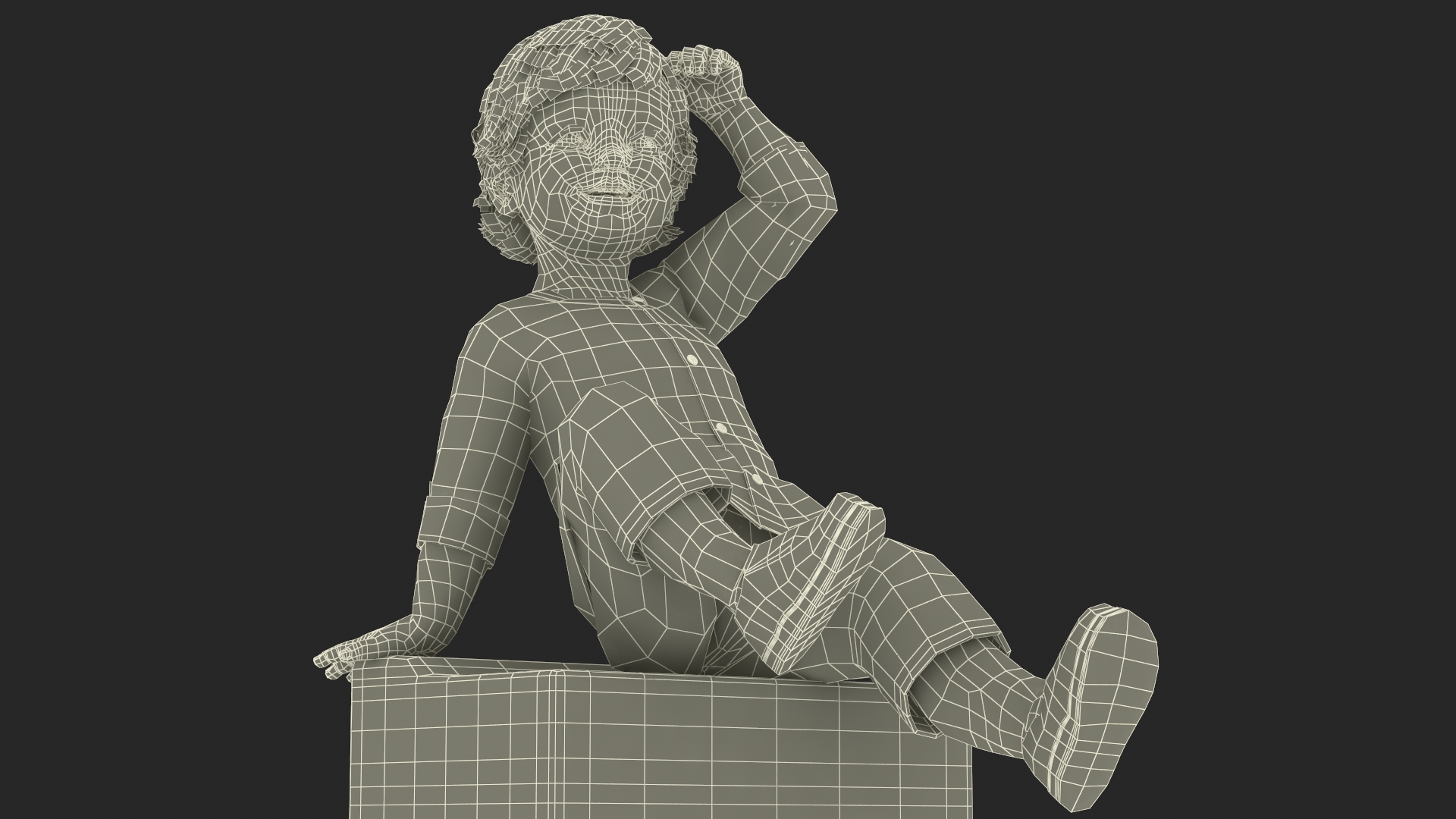 3D model Baby in Summer Strolling Clothes Sitting Pose