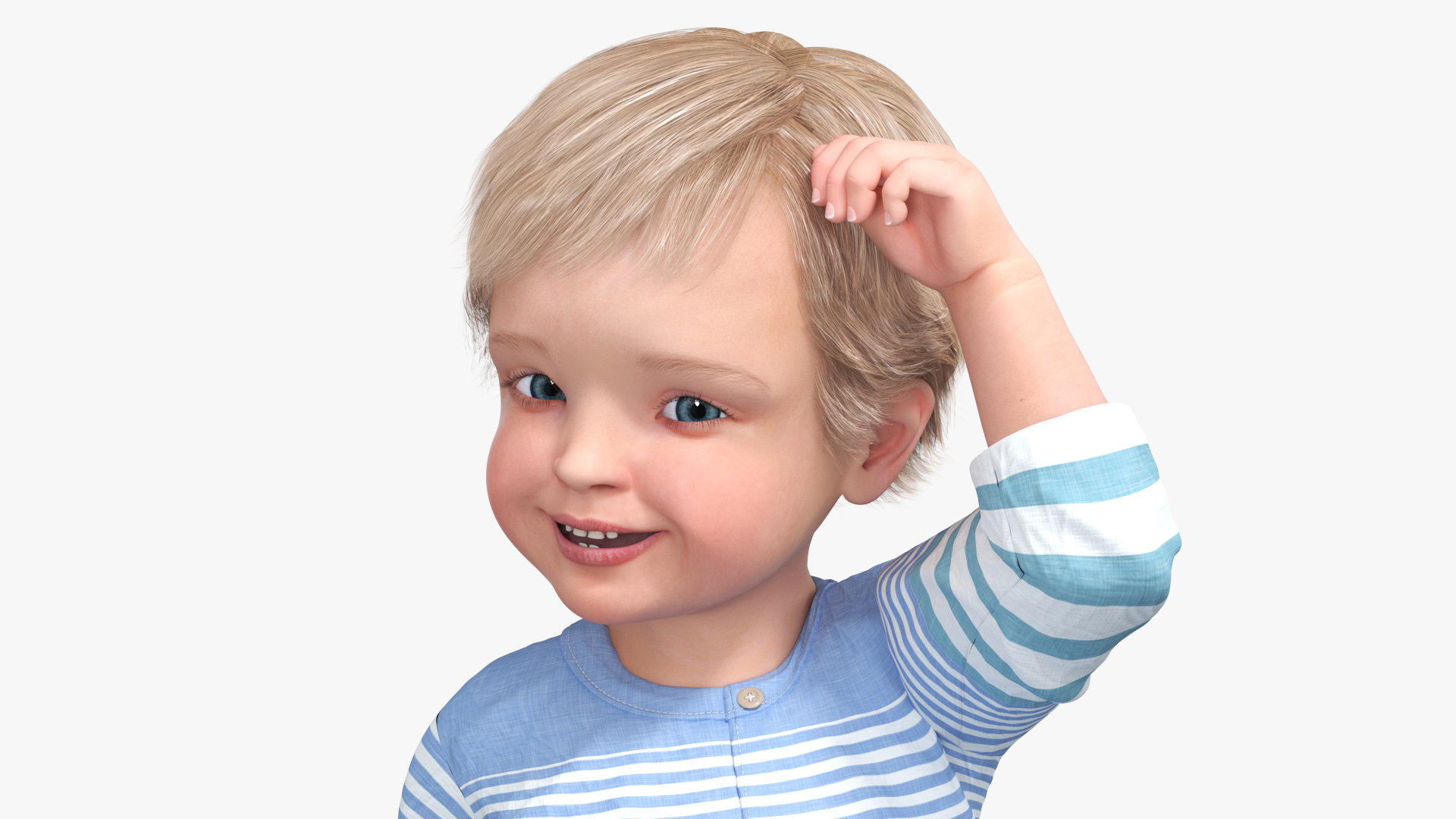 3D model Baby in Summer Strolling Clothes Sitting Pose