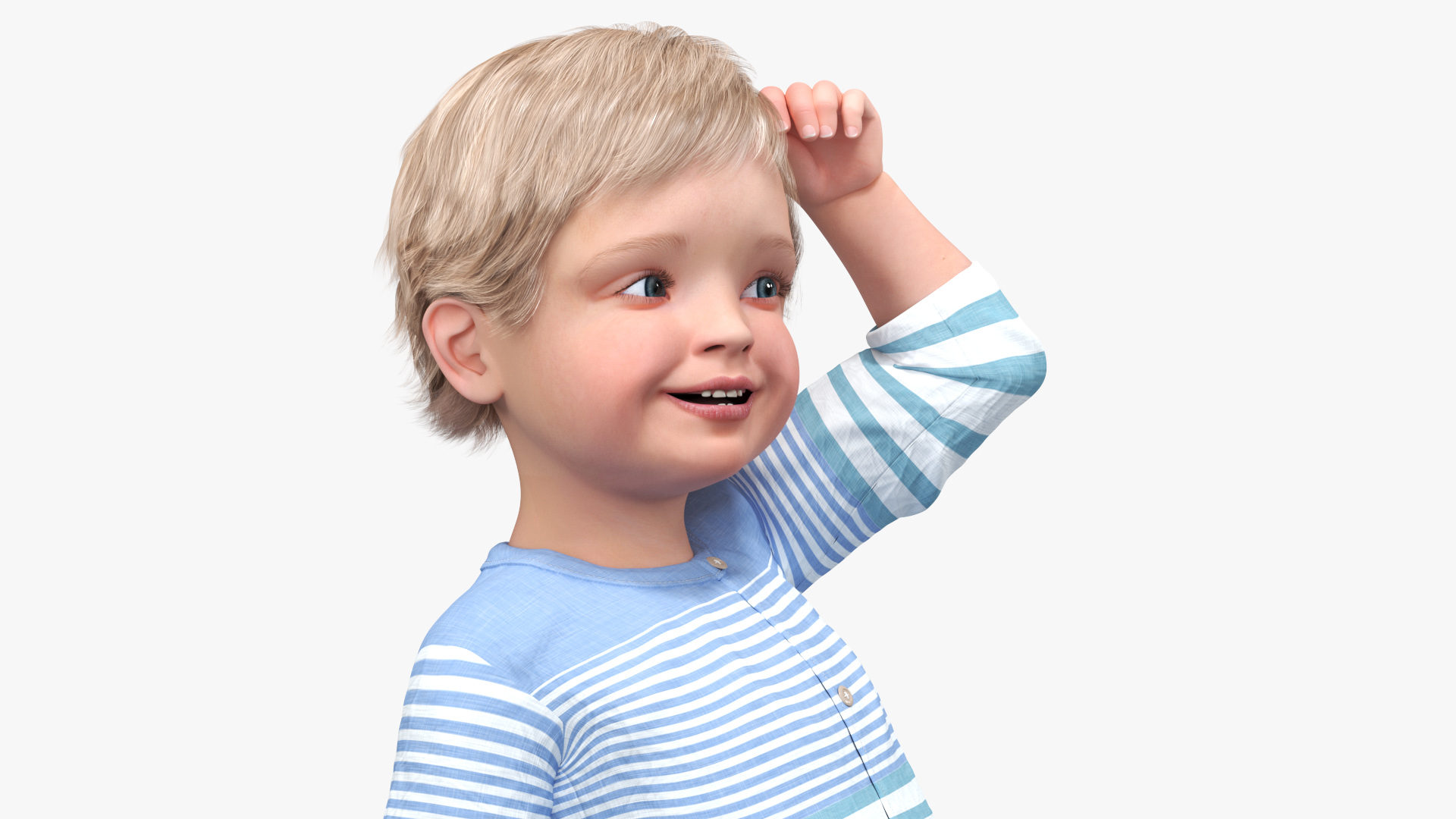 3D model Baby in Summer Strolling Clothes Sitting Pose