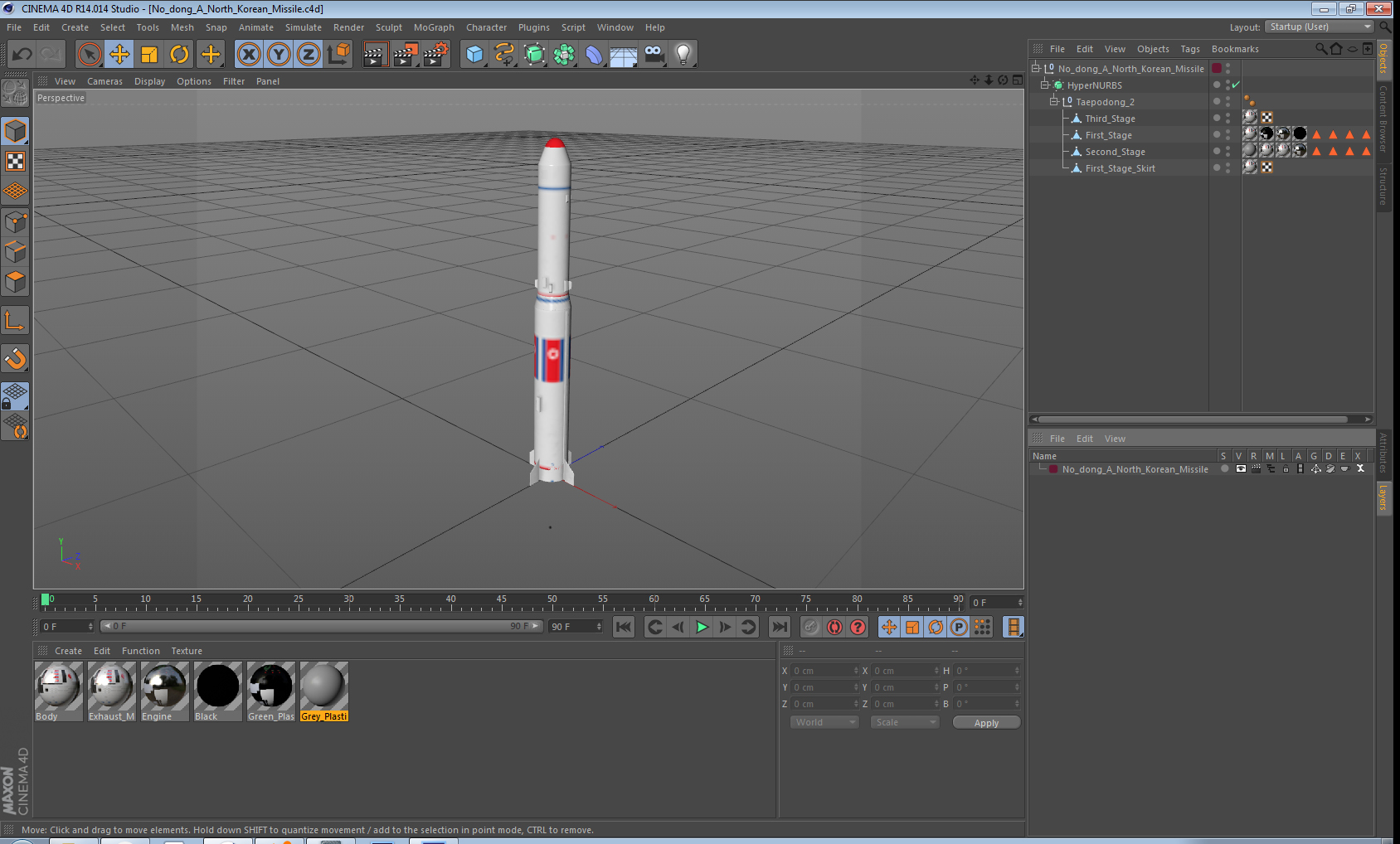 3D model No dong A North Korean Missile