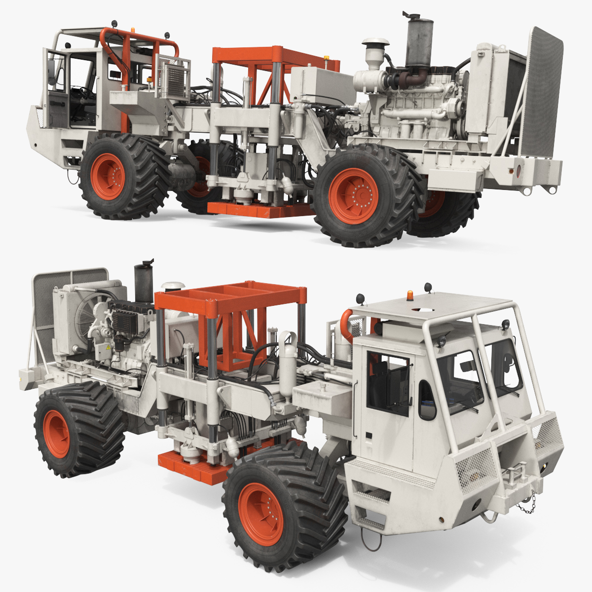 Seismic Vibrator Truck White 3D model preview
