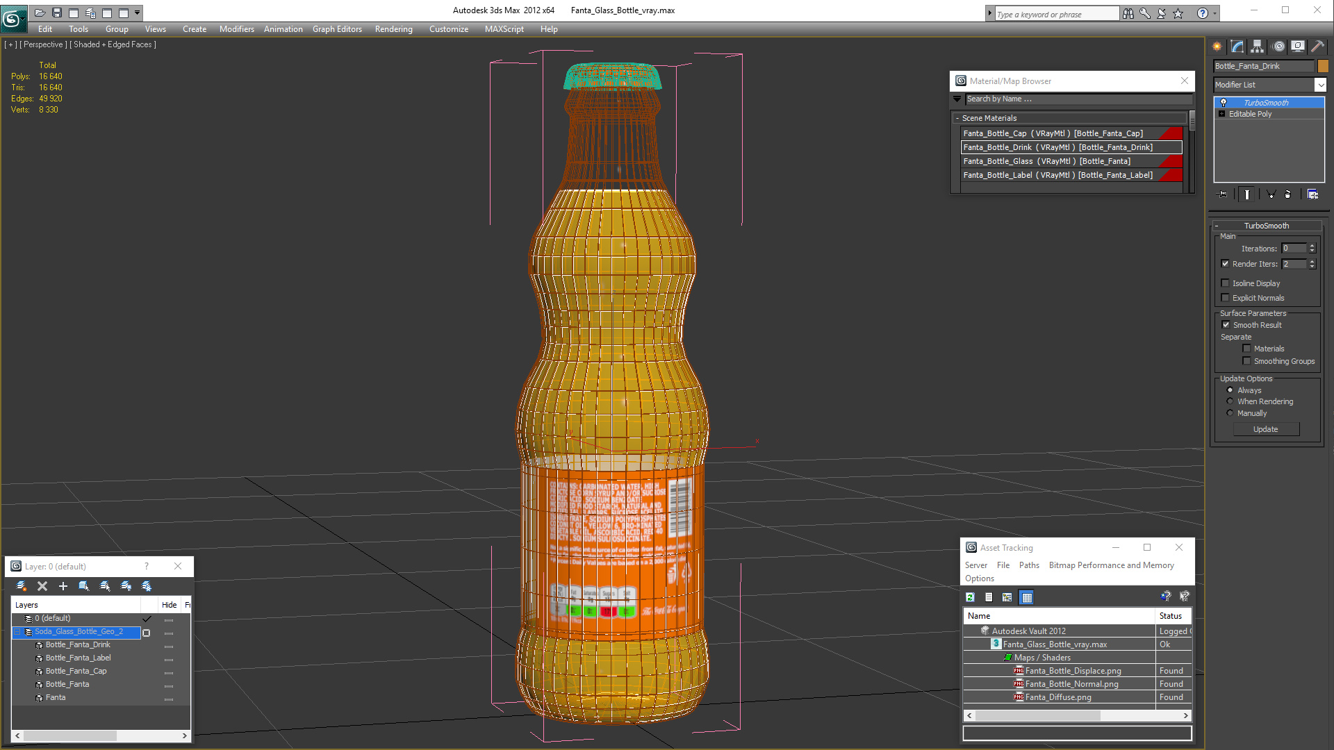 3D Fanta Glass Bottle model