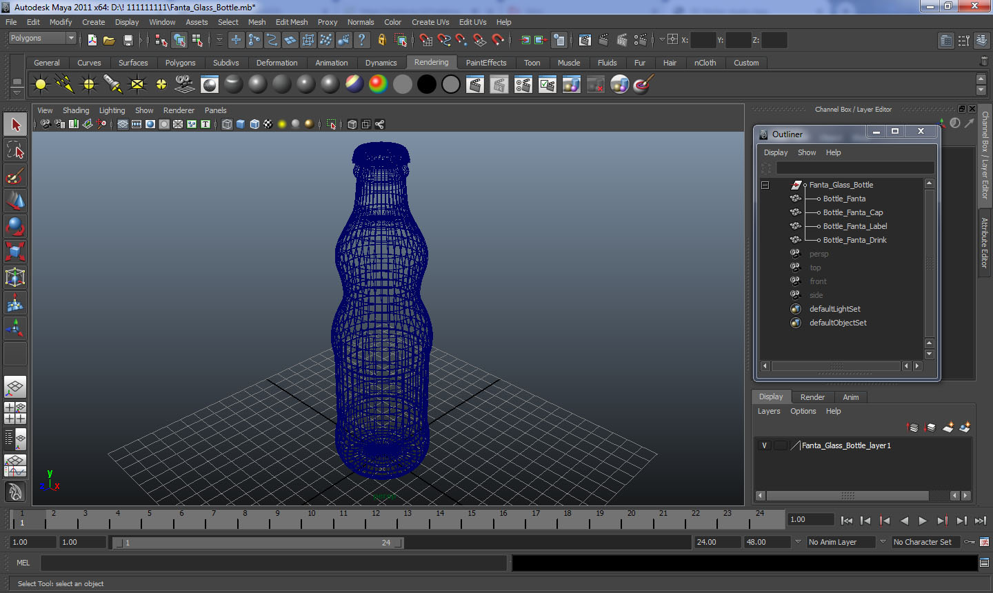 3D Fanta Glass Bottle model