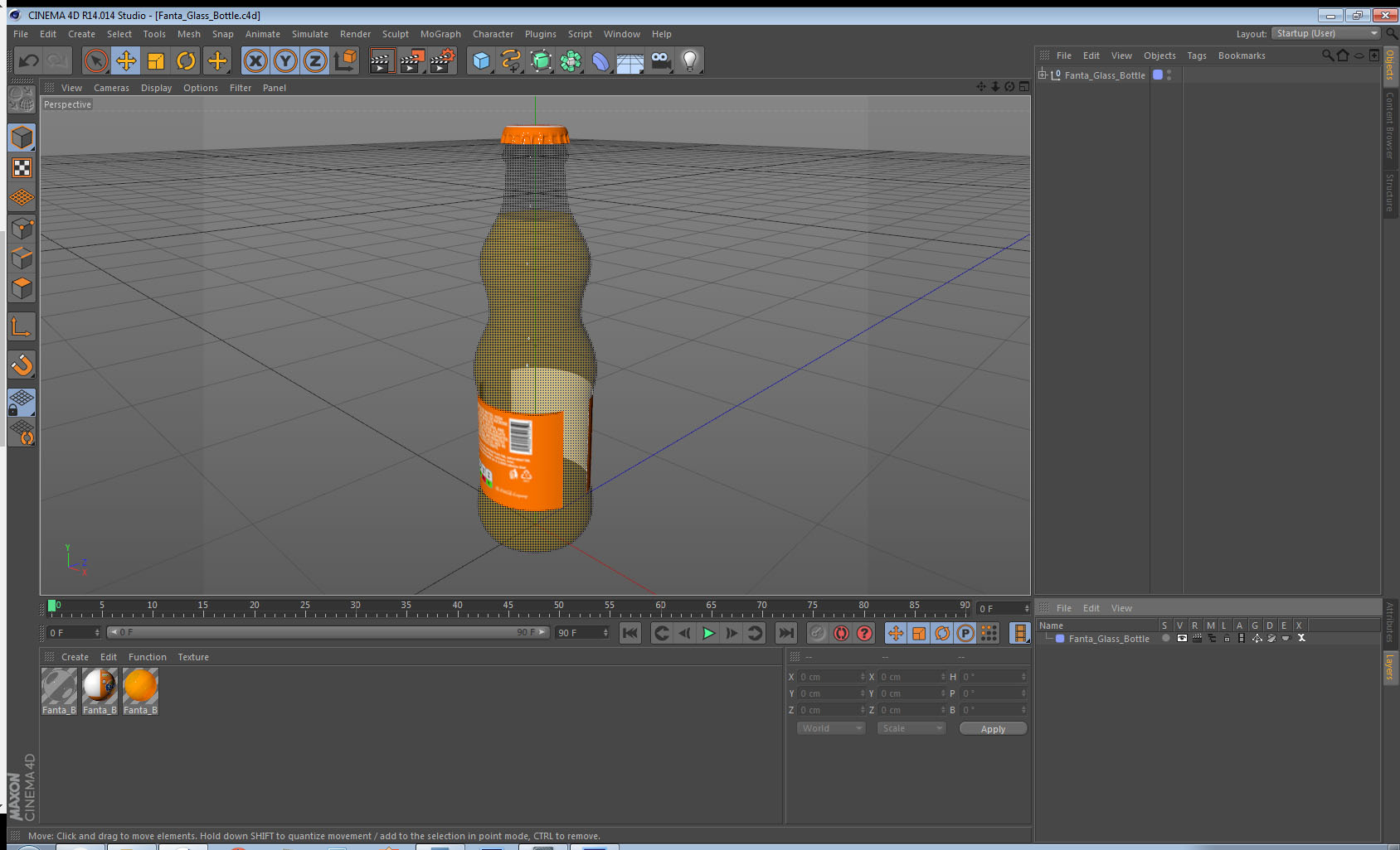 3D Fanta Glass Bottle model