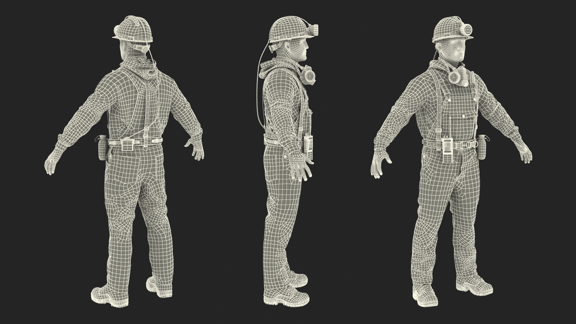 3D Coal Miner A-Pose Fur