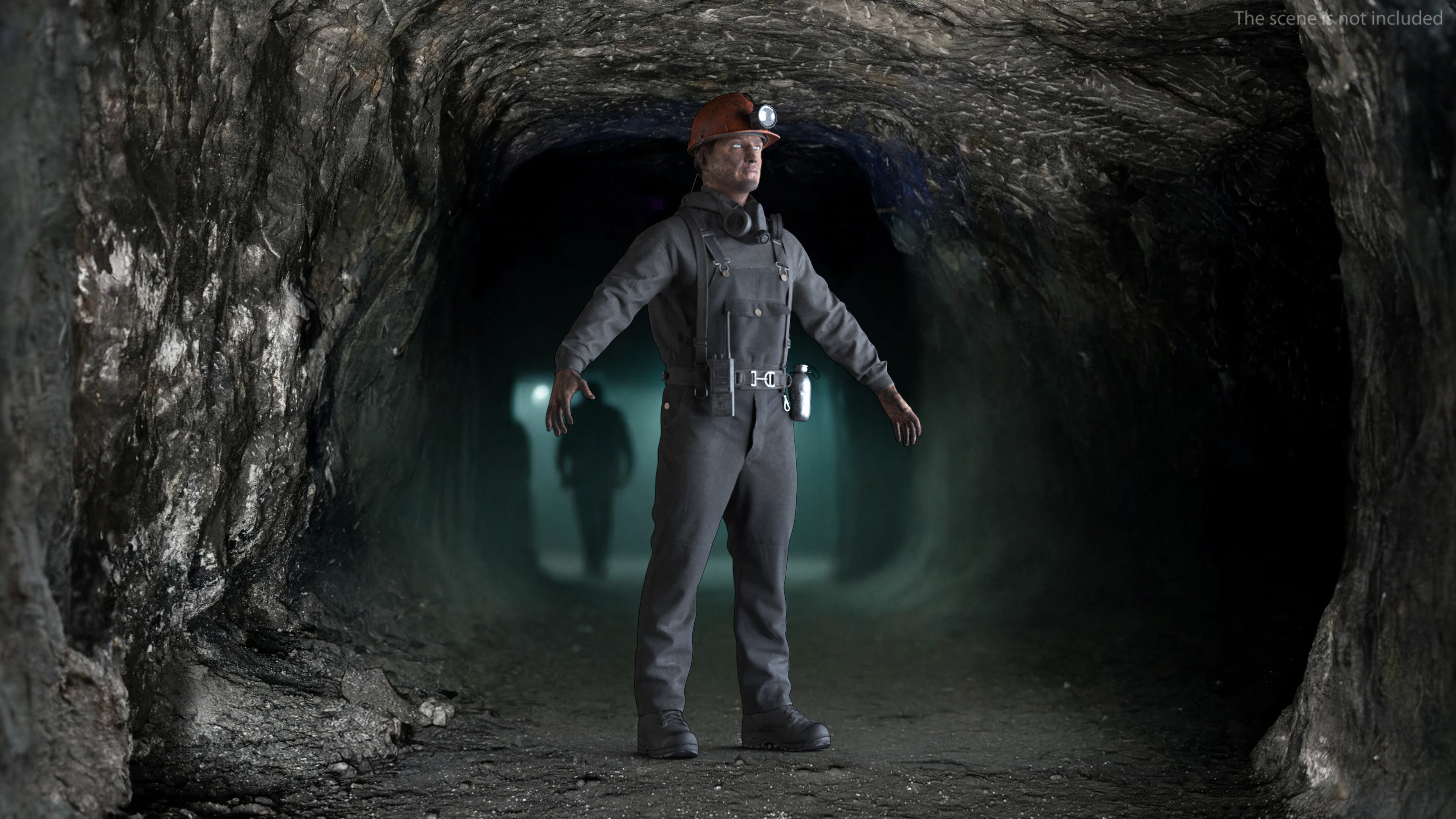 3D Coal Miner A-Pose Fur