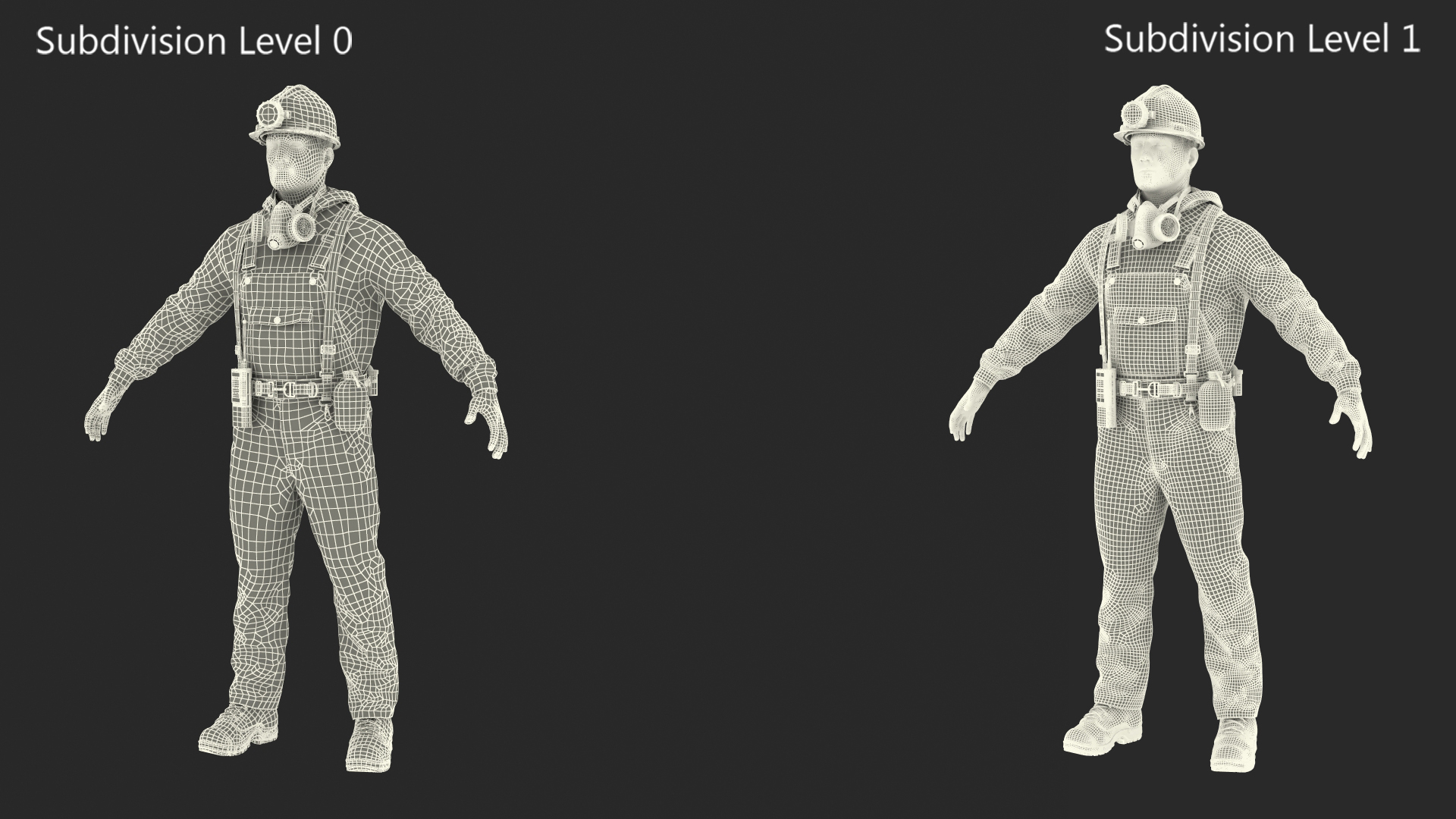 3D Coal Miner A-Pose Fur