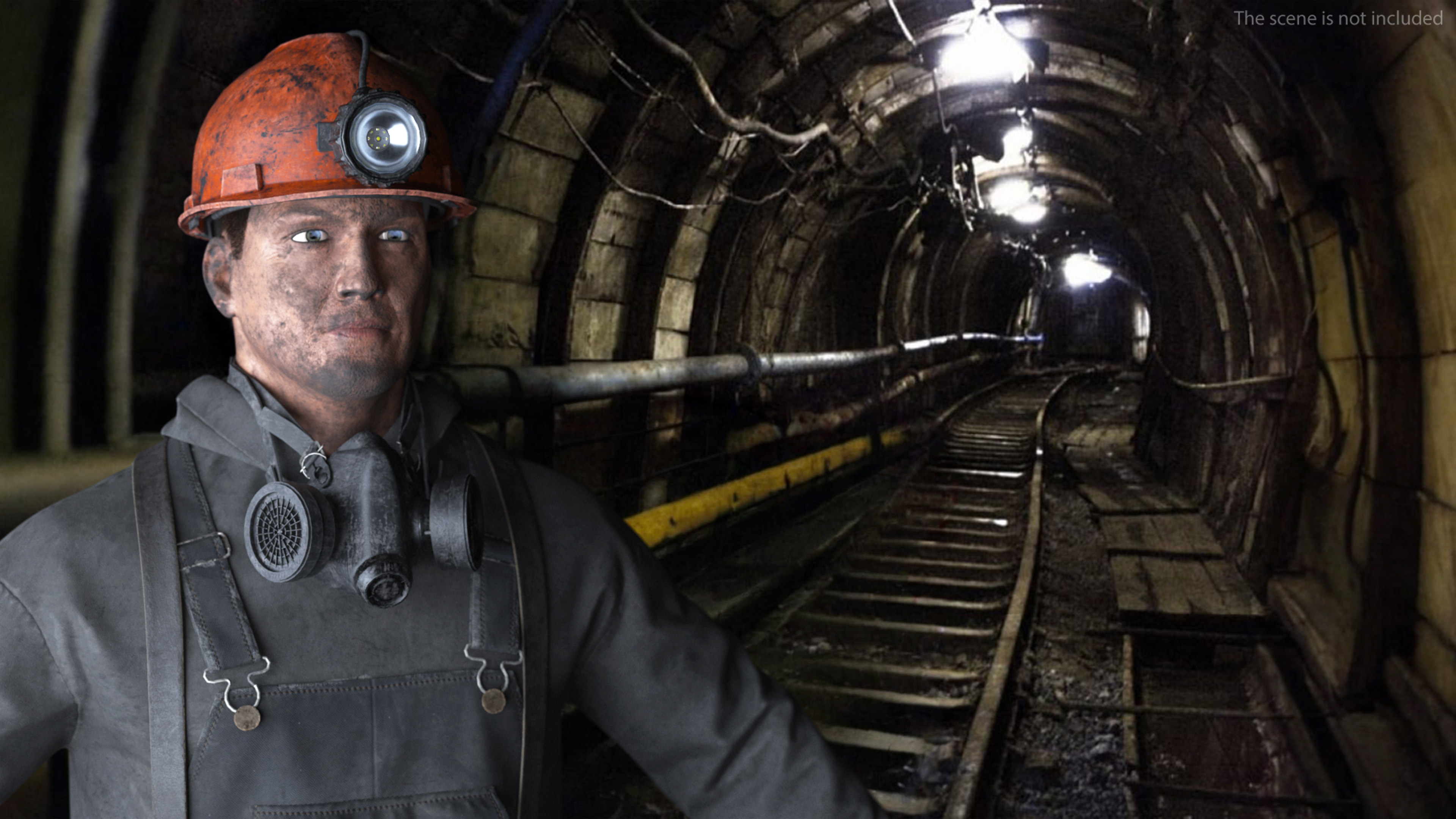 3D Coal Miner A-Pose Fur