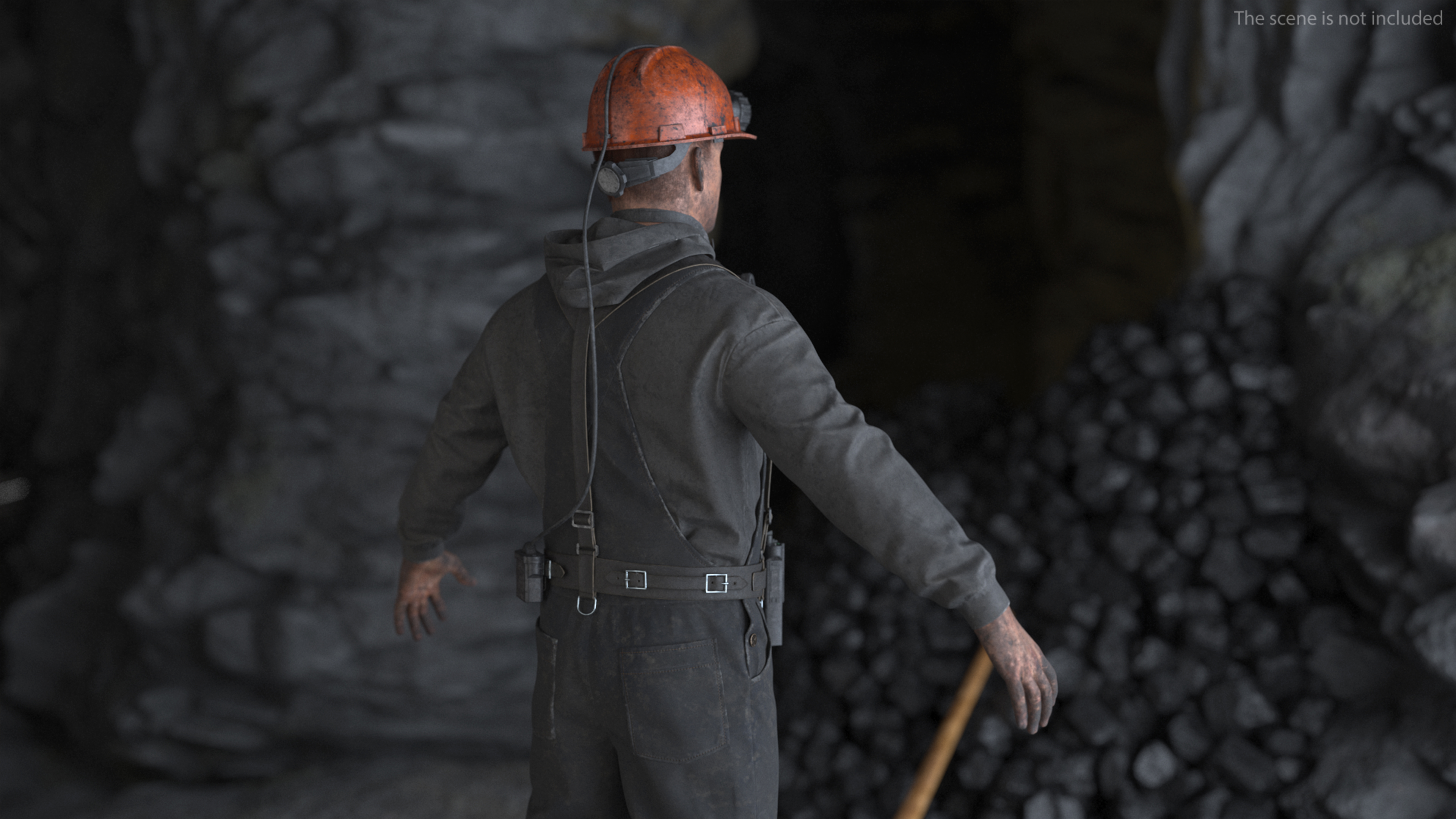 3D Coal Miner A-Pose Fur