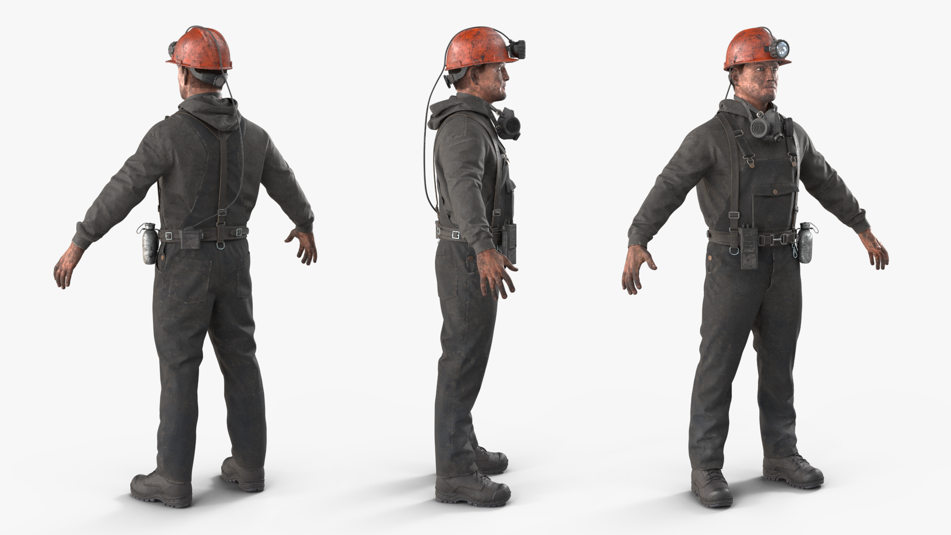 3D Coal Miner A-Pose Fur