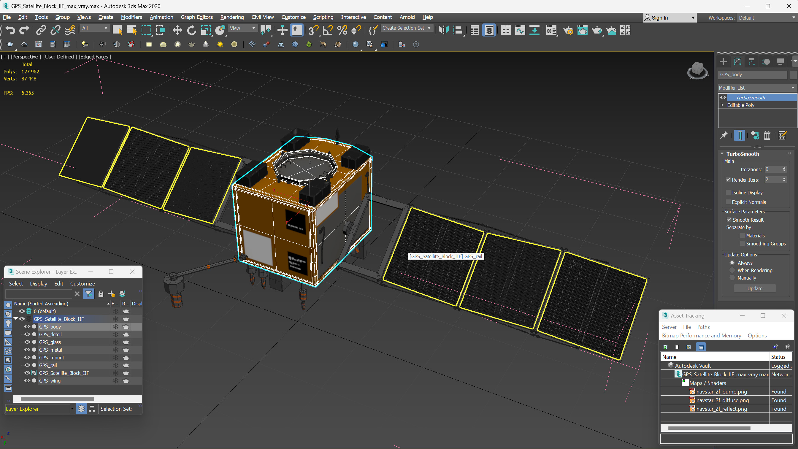 3D GPS Satellite Block IIF model
