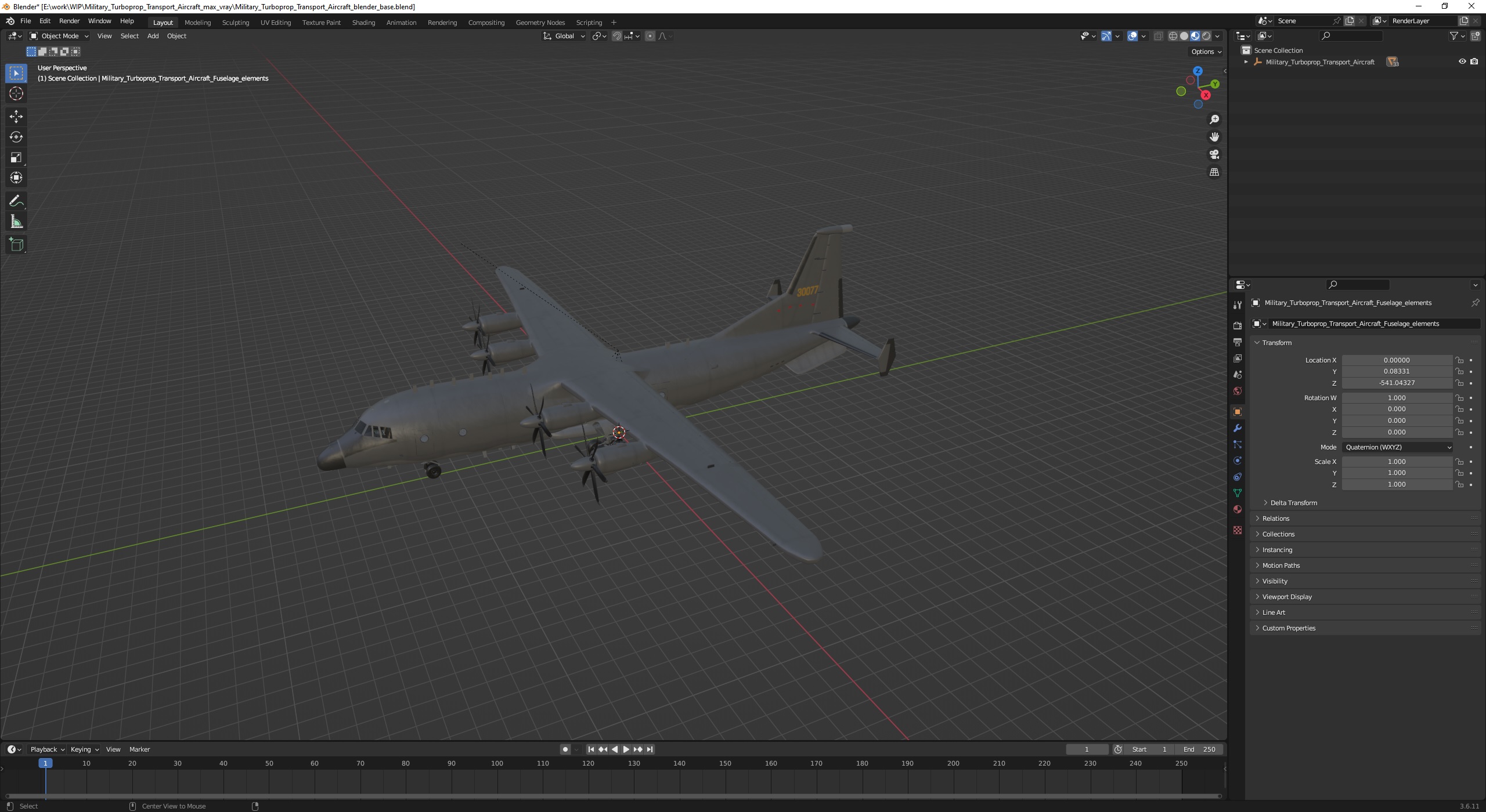 Military Turboprop Transport Aircraft 3D