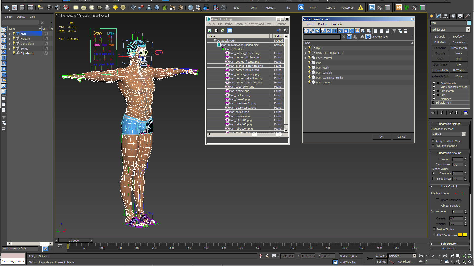 Man in Swimwear Rigged 3D
